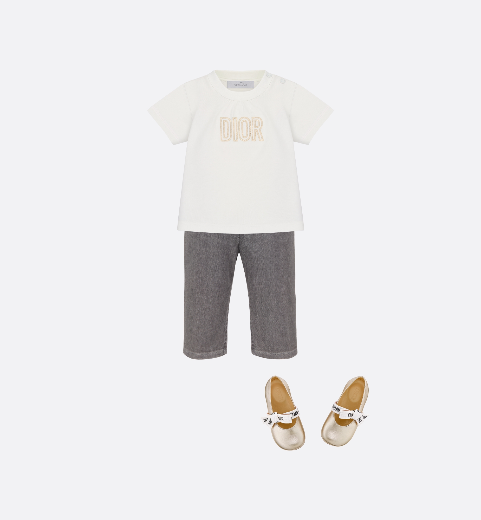 婴幼儿 T 恤 象牙色棉质平纹针织面料 E12