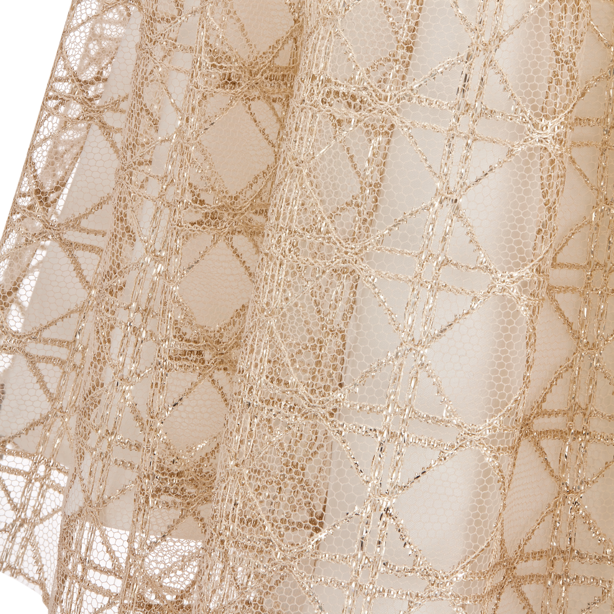 儿童 A 字半身裙 金色调蕾丝面料藤格纹图案 E09