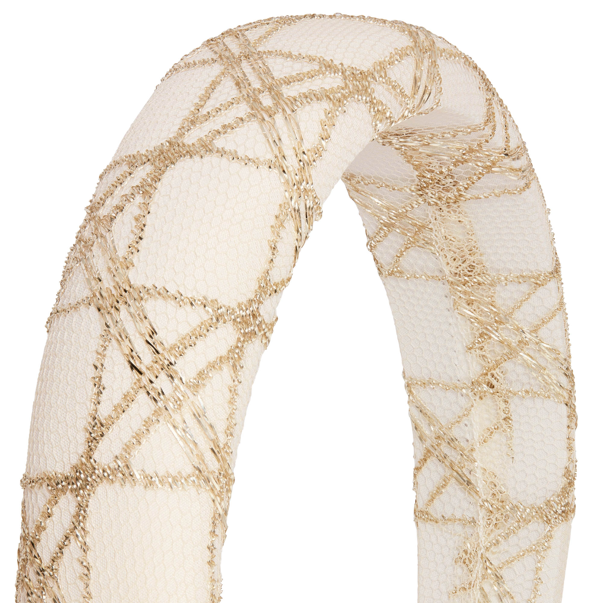 发带 金色调蕾丝面料藤格纹 E09