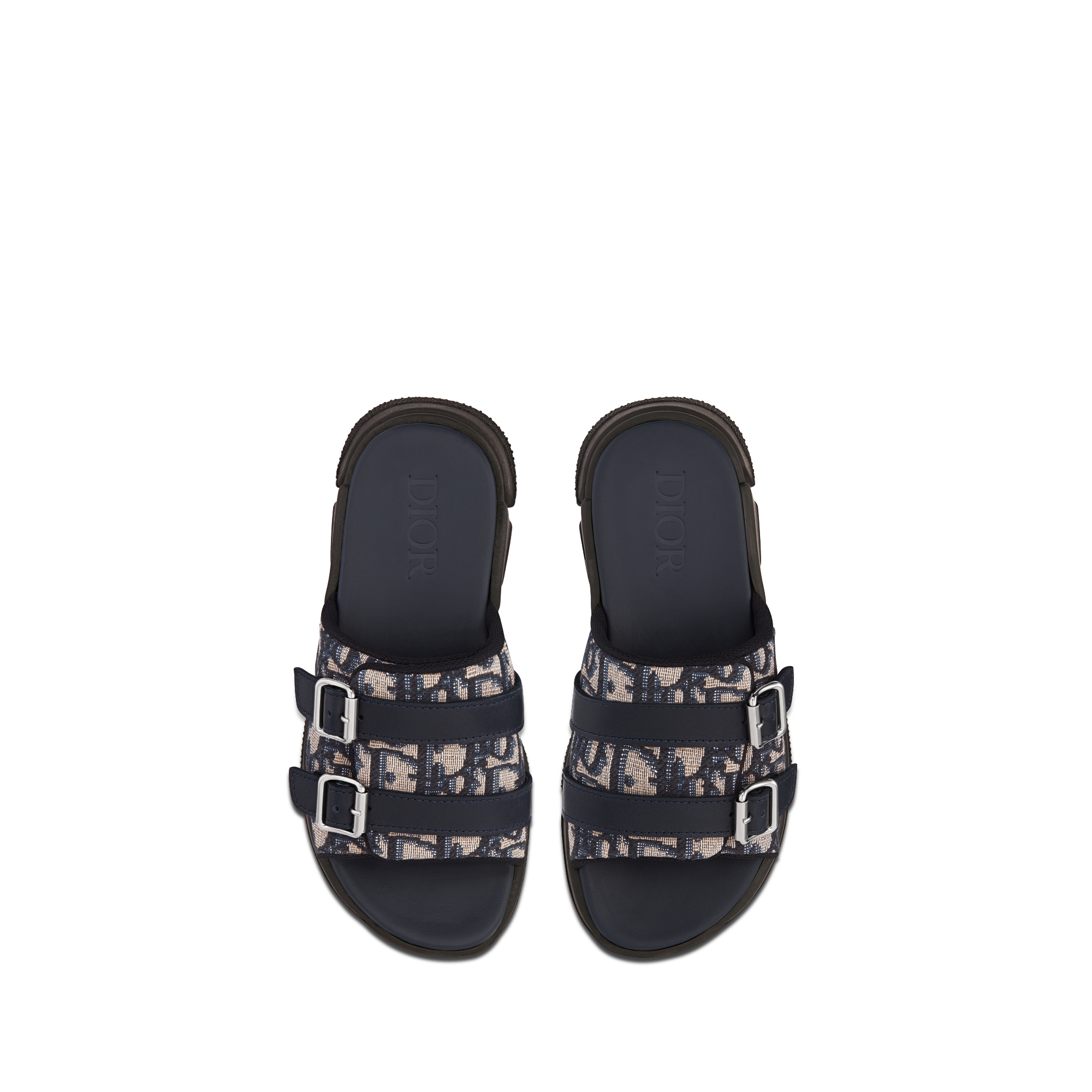 凉鞋儿童款 米色和黑色提花科技面料 Oblique 印花 E06