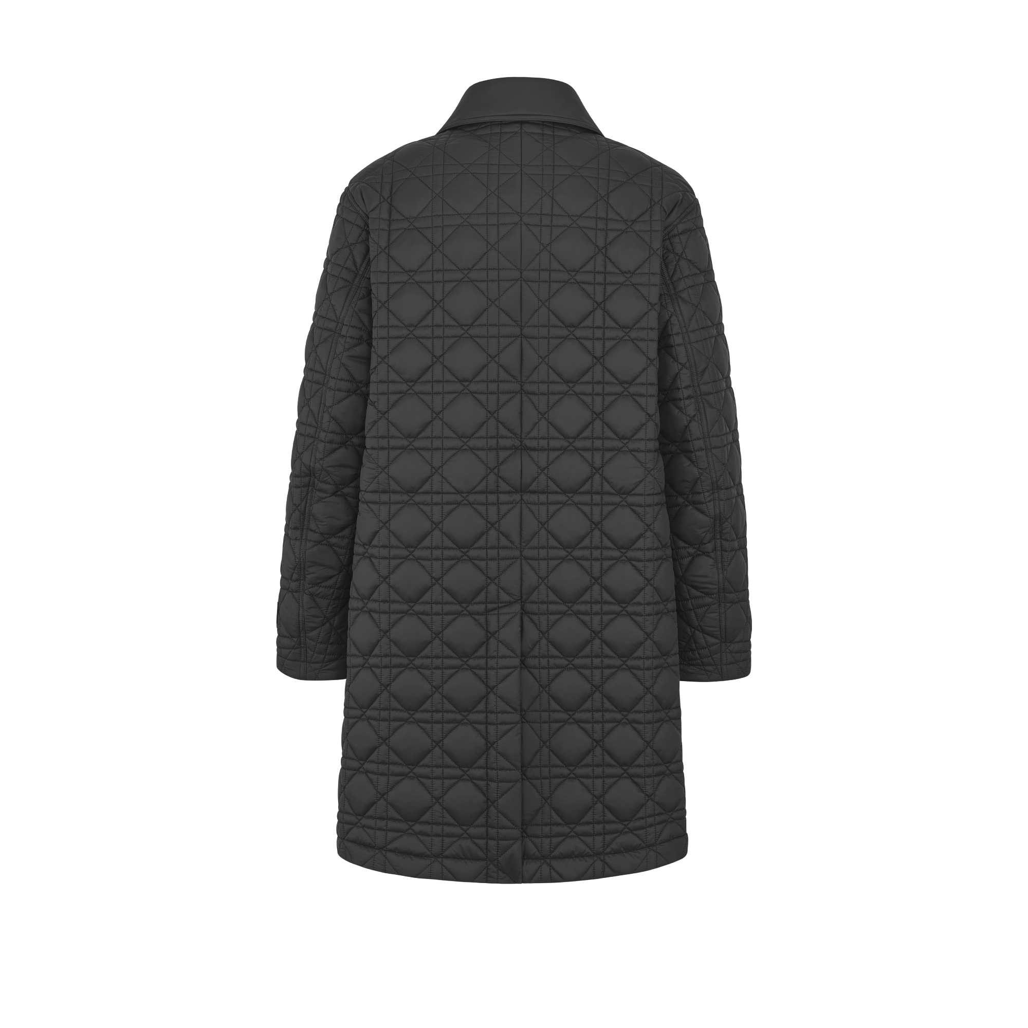 大衣 黑色光泽科技面料藤格纹 E08