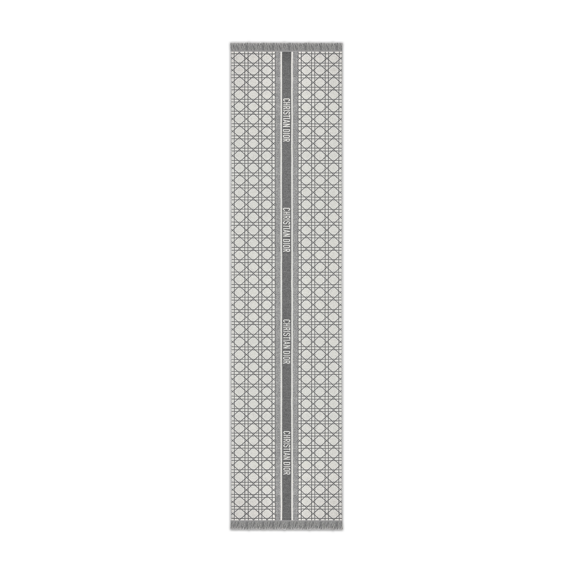 Dior Cannage 围巾 灰色和米白色山羊绒和绵羊毛混纺面料 E07