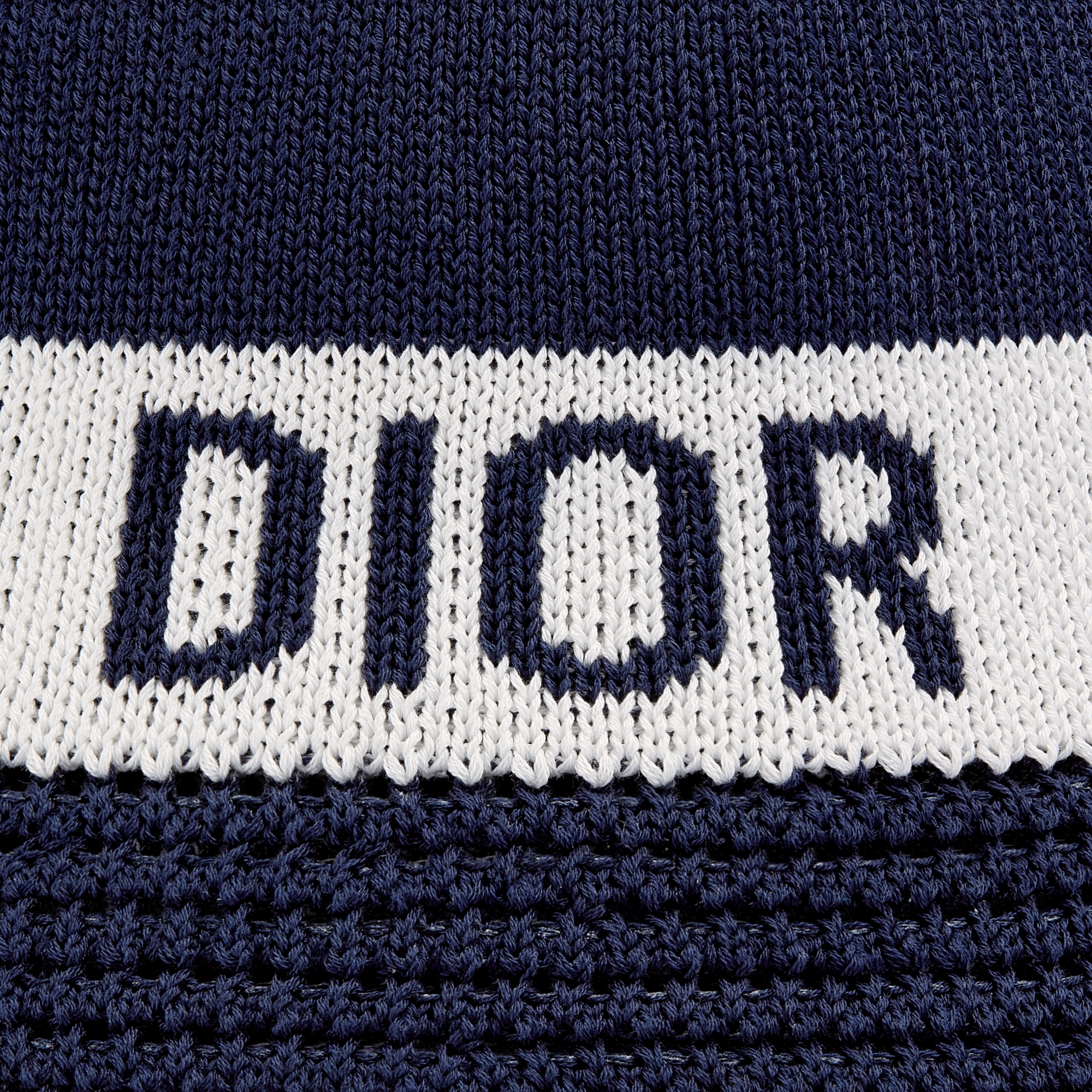 D-Tulipe 钟形女帽 蓝色和白色棉质混纺针织面料 E09