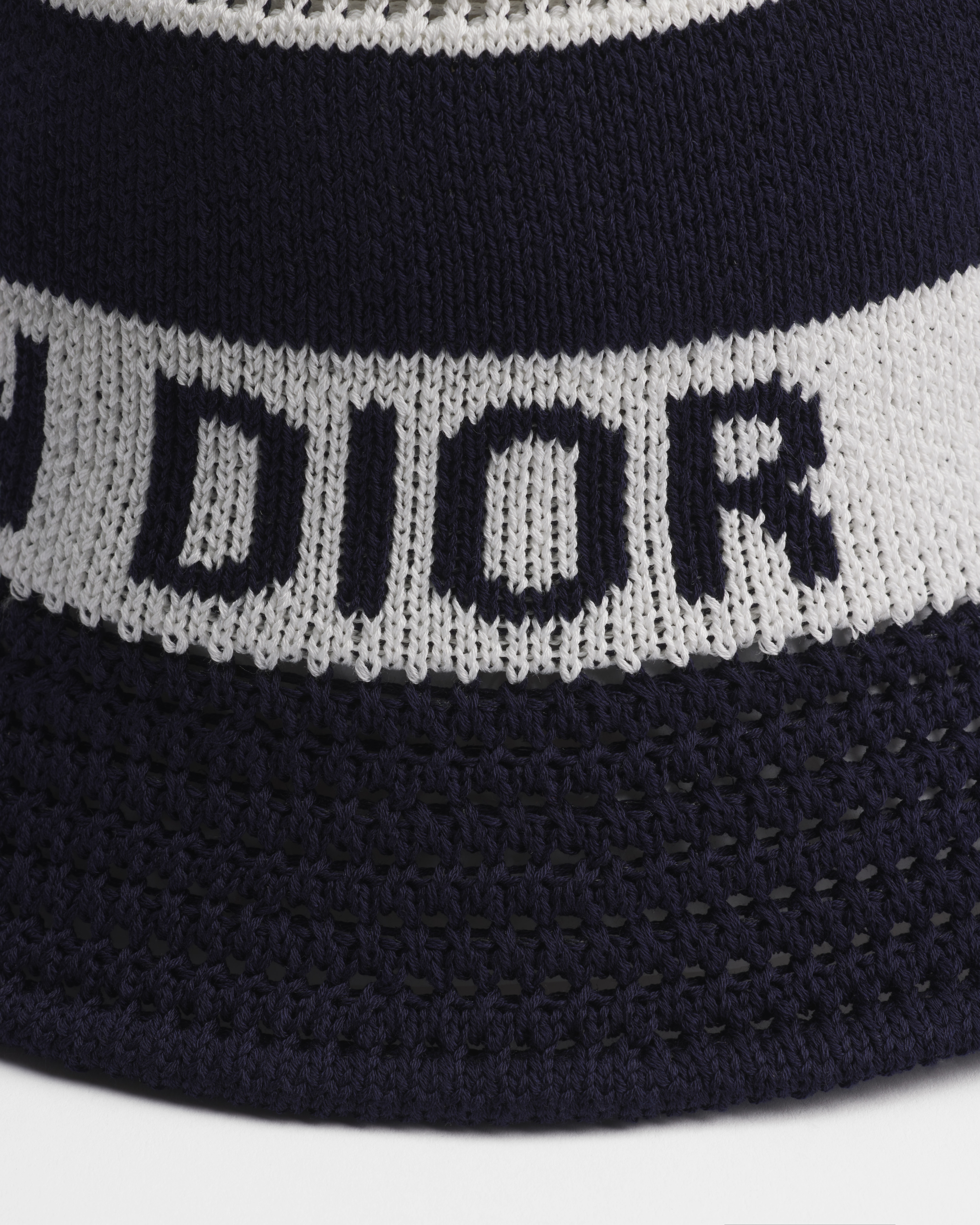 D-Tulipe 钟形女帽 蓝色和白色棉质混纺针织面料 E09