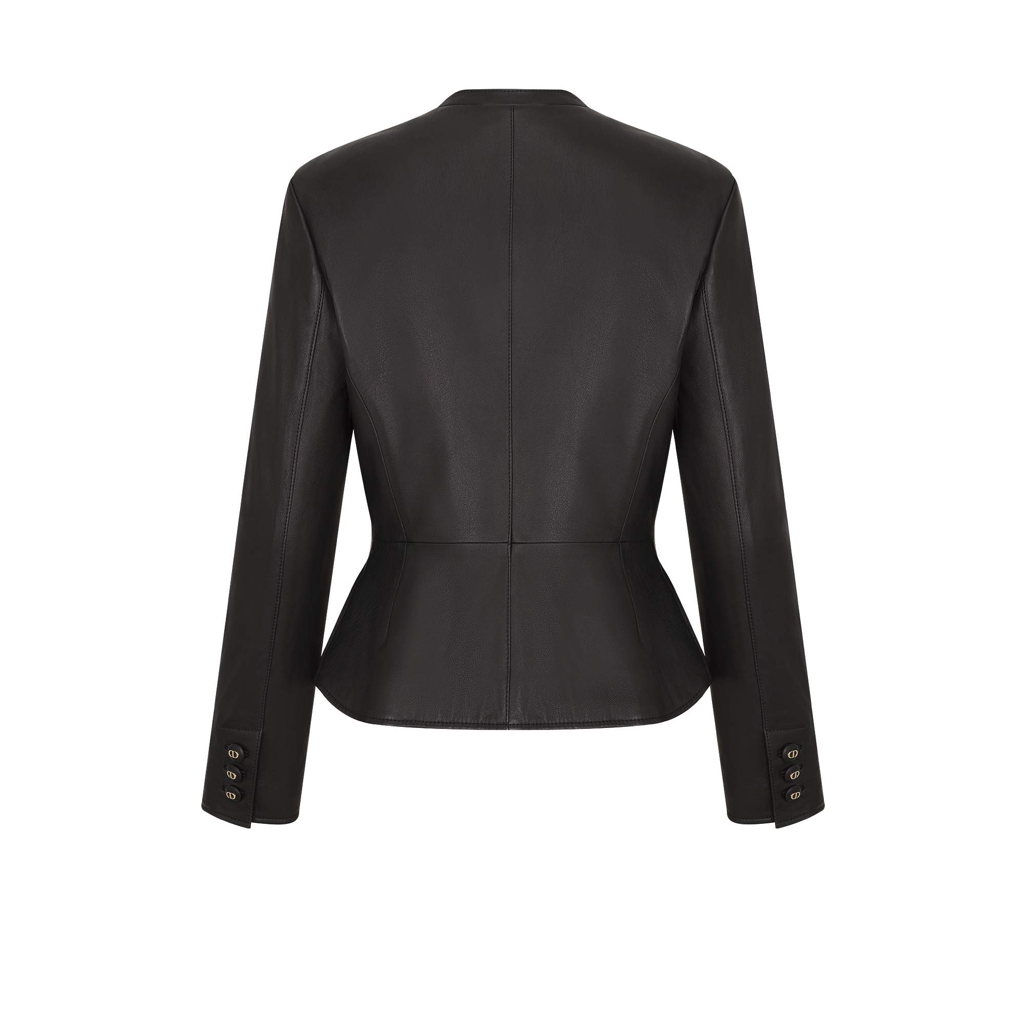修身西装外套 黑色光滑羊皮革 E08