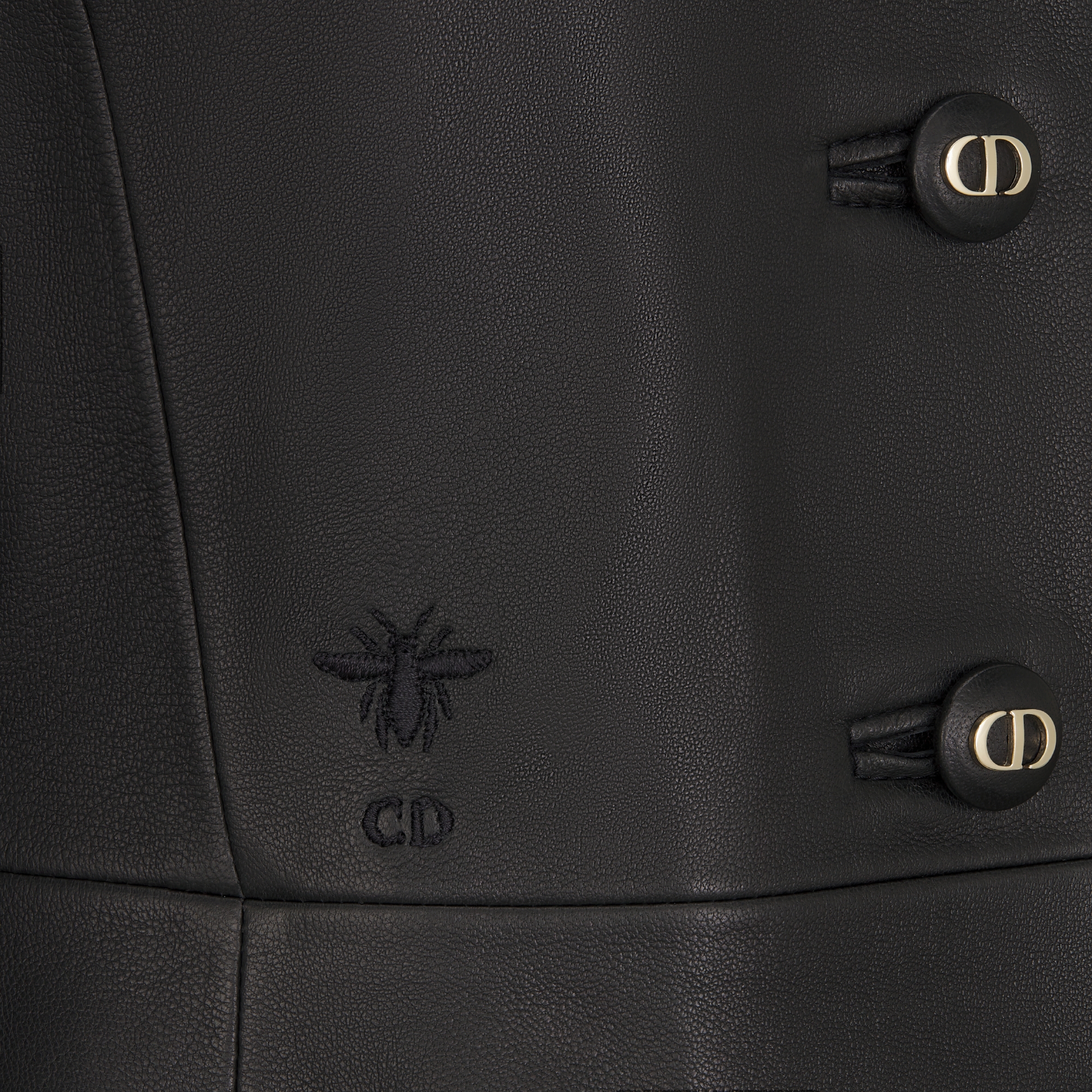 修身西装外套 黑色光滑羊皮革 E09