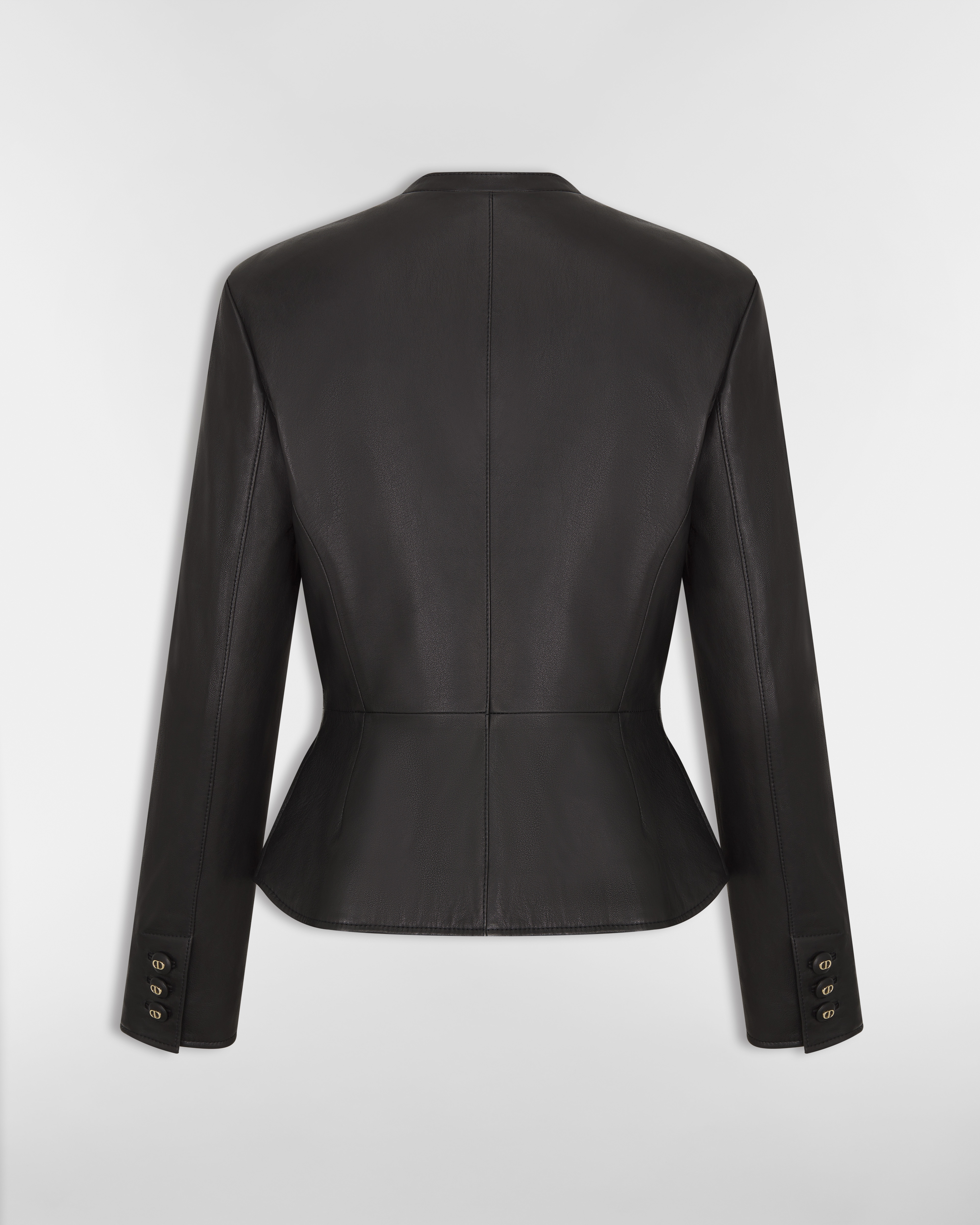 修身西装外套 黑色光滑羊皮革 E08