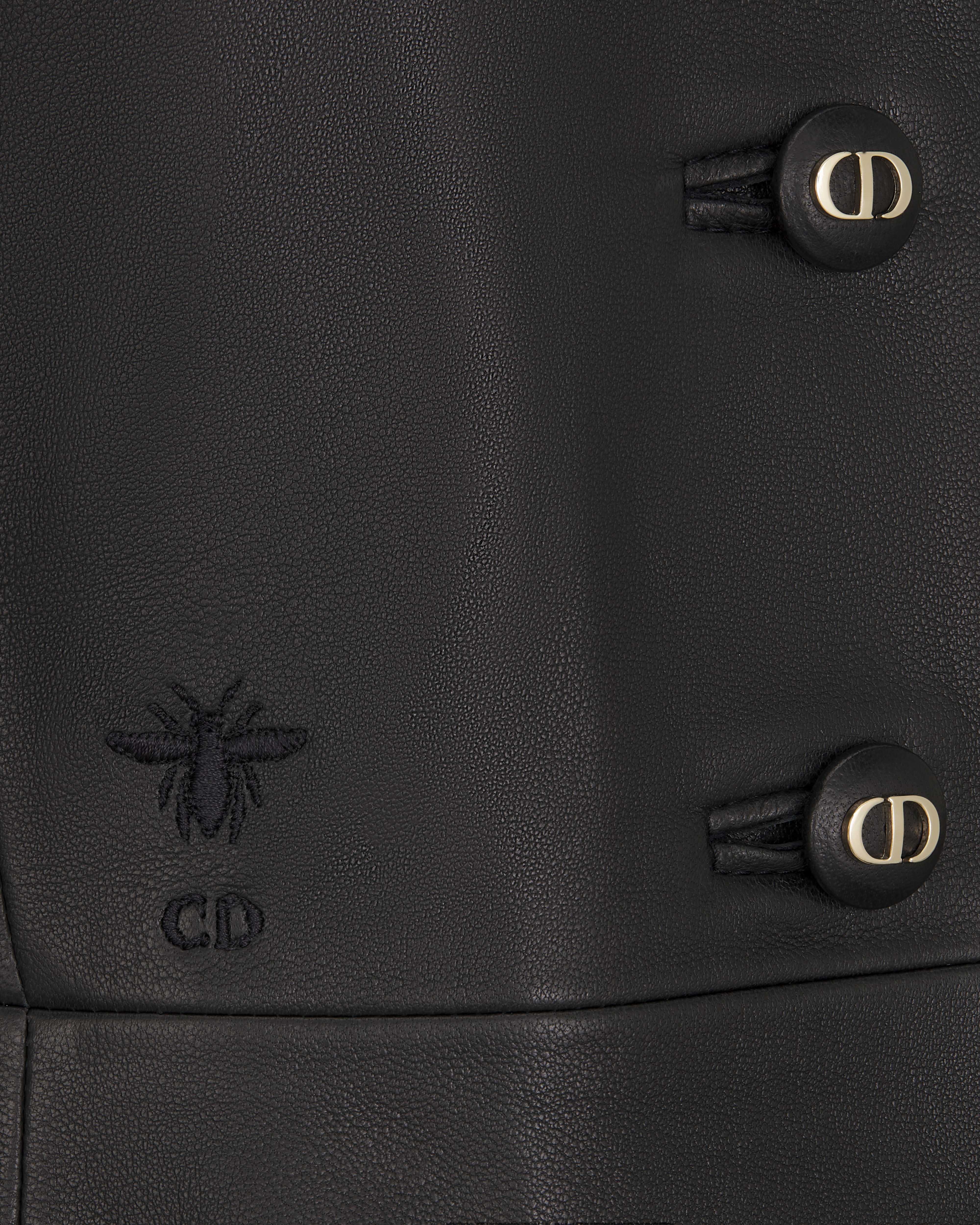 修身西装外套 黑色光滑羊皮革 E09