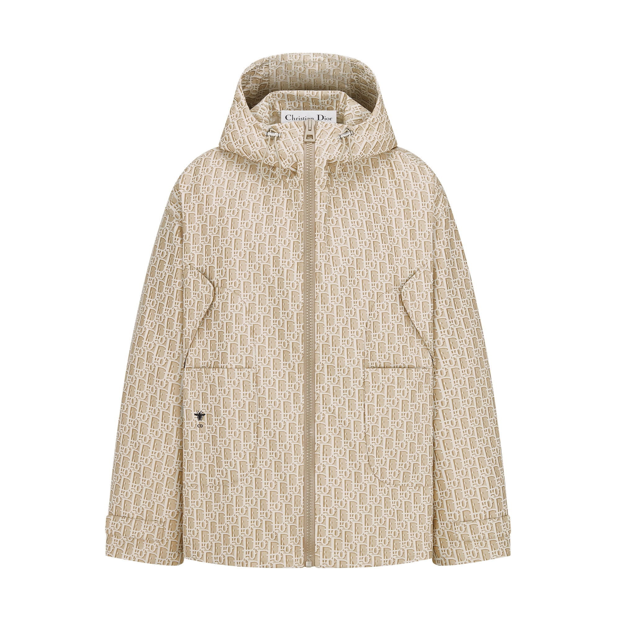  米色塔夫绸提花科技面料 Oblique 印花