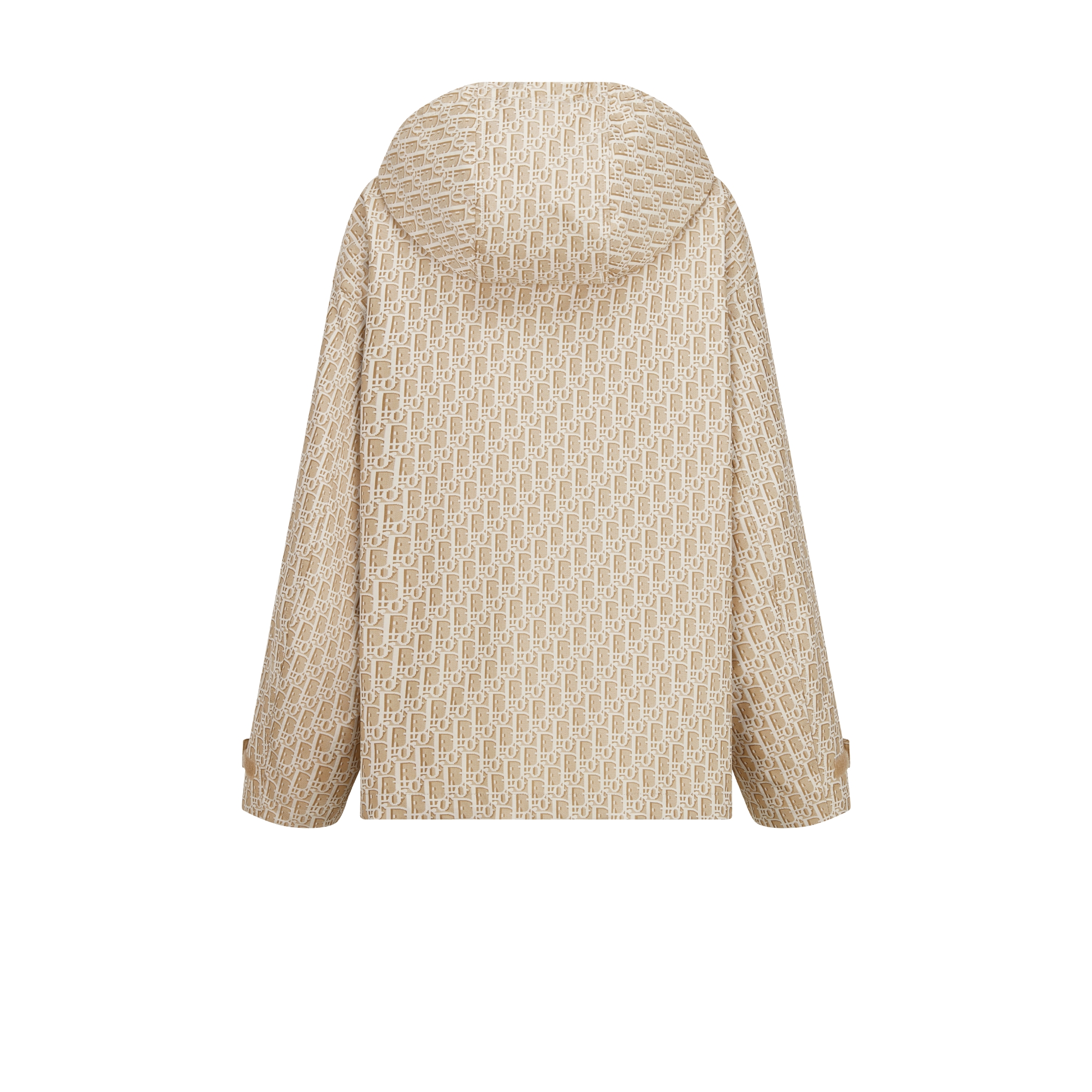 连帽夹克 米色塔夫绸提花科技面料 Oblique 印花 E08