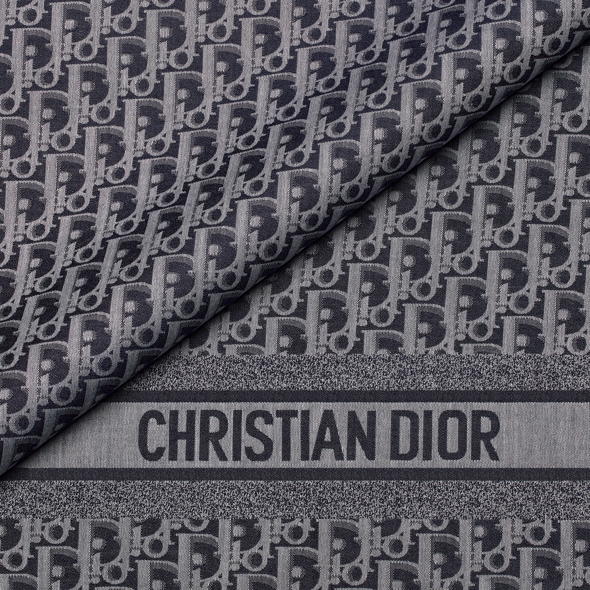 Dior 印花披肩 海军蓝色棉质和绵羊毛混纺面料 Oblique 印花 E09