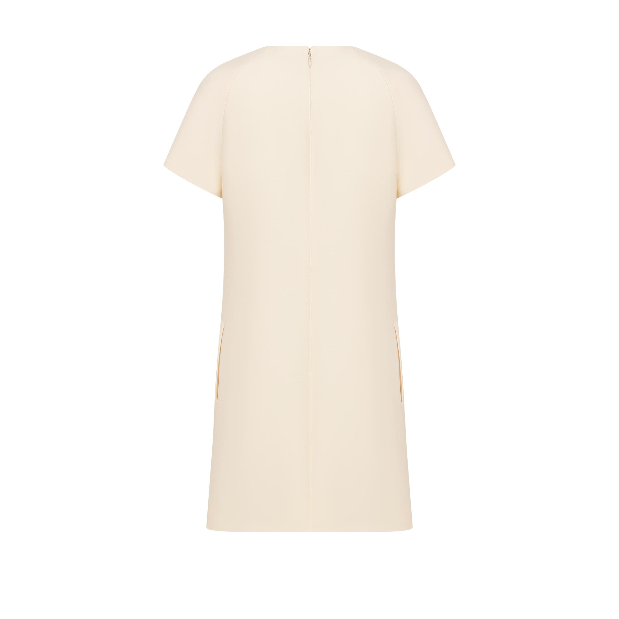 直筒连衣裙 白色绵羊毛混纺面料 E08