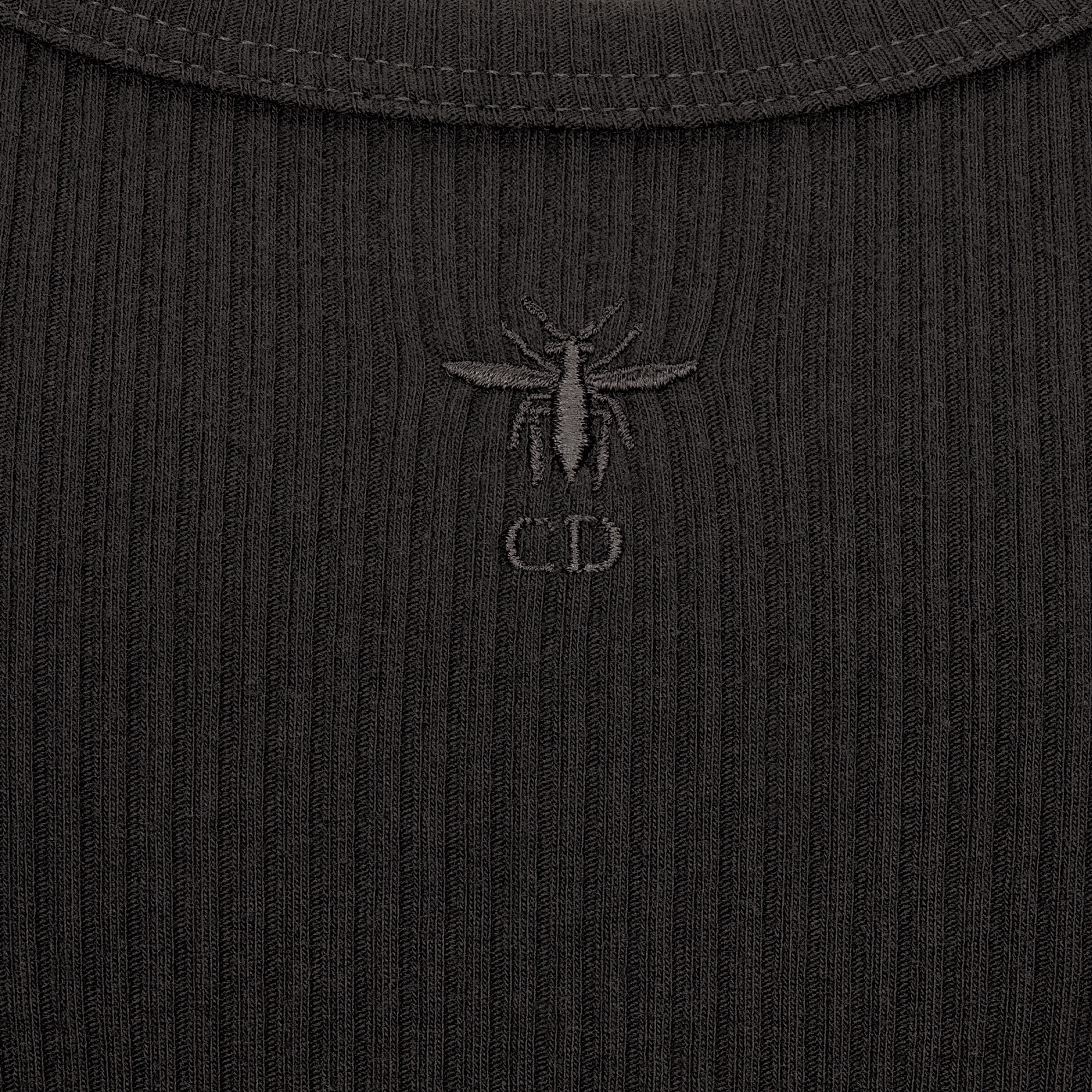 背心 黑色棉质罗纹针织面料 E09