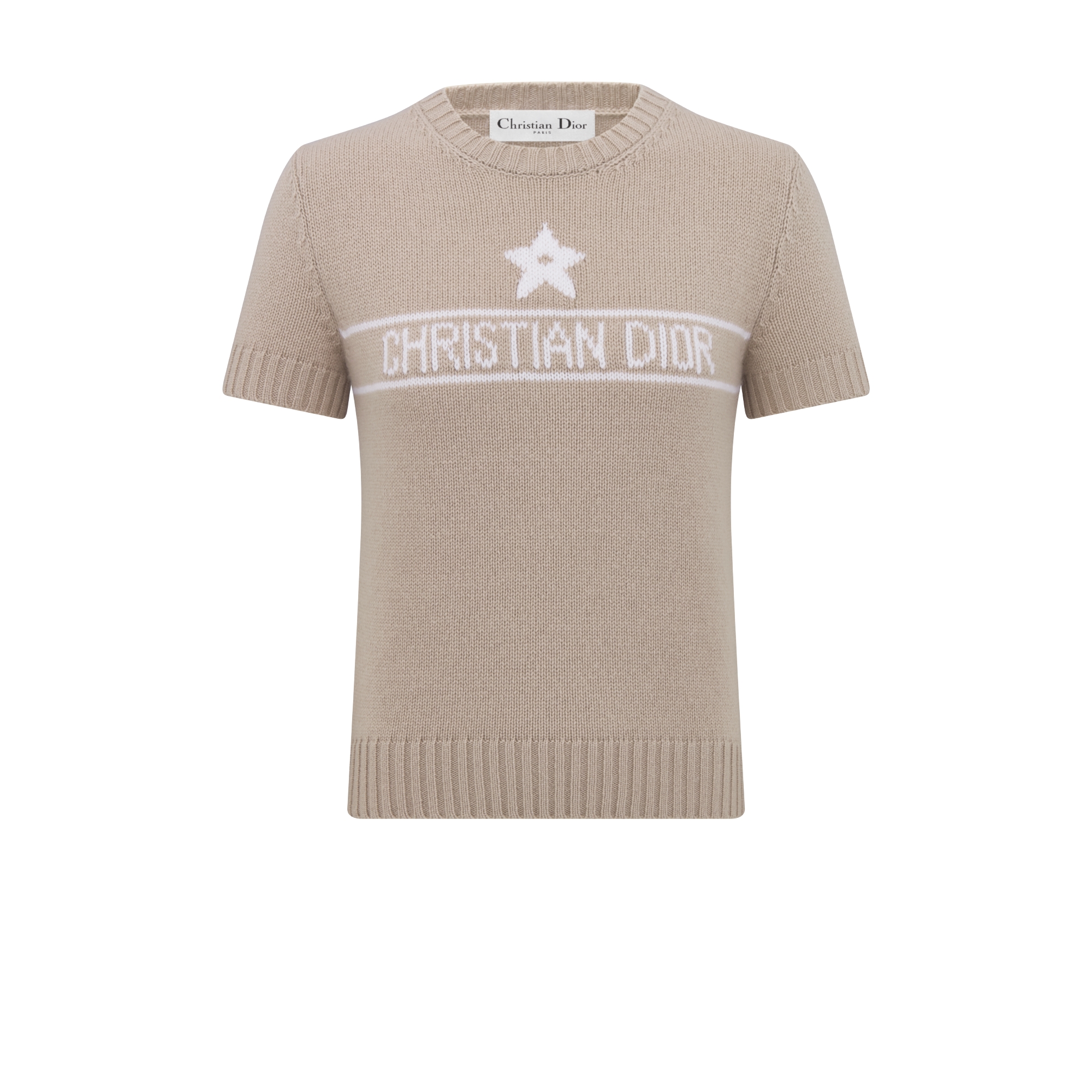 短袖针织衫 米色山羊绒织物 E01