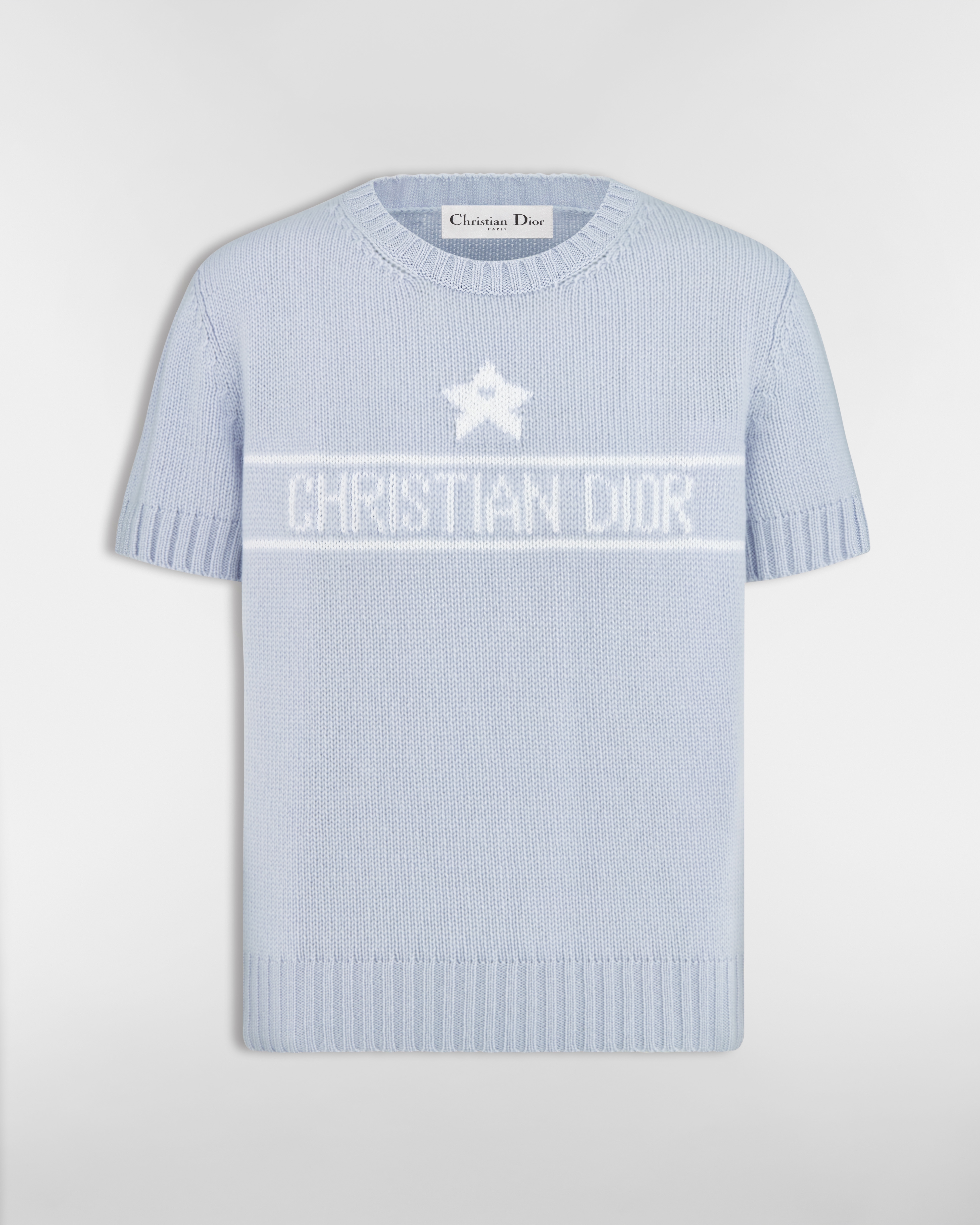 短袖针织衫 蓝色山羊绒织物 E01