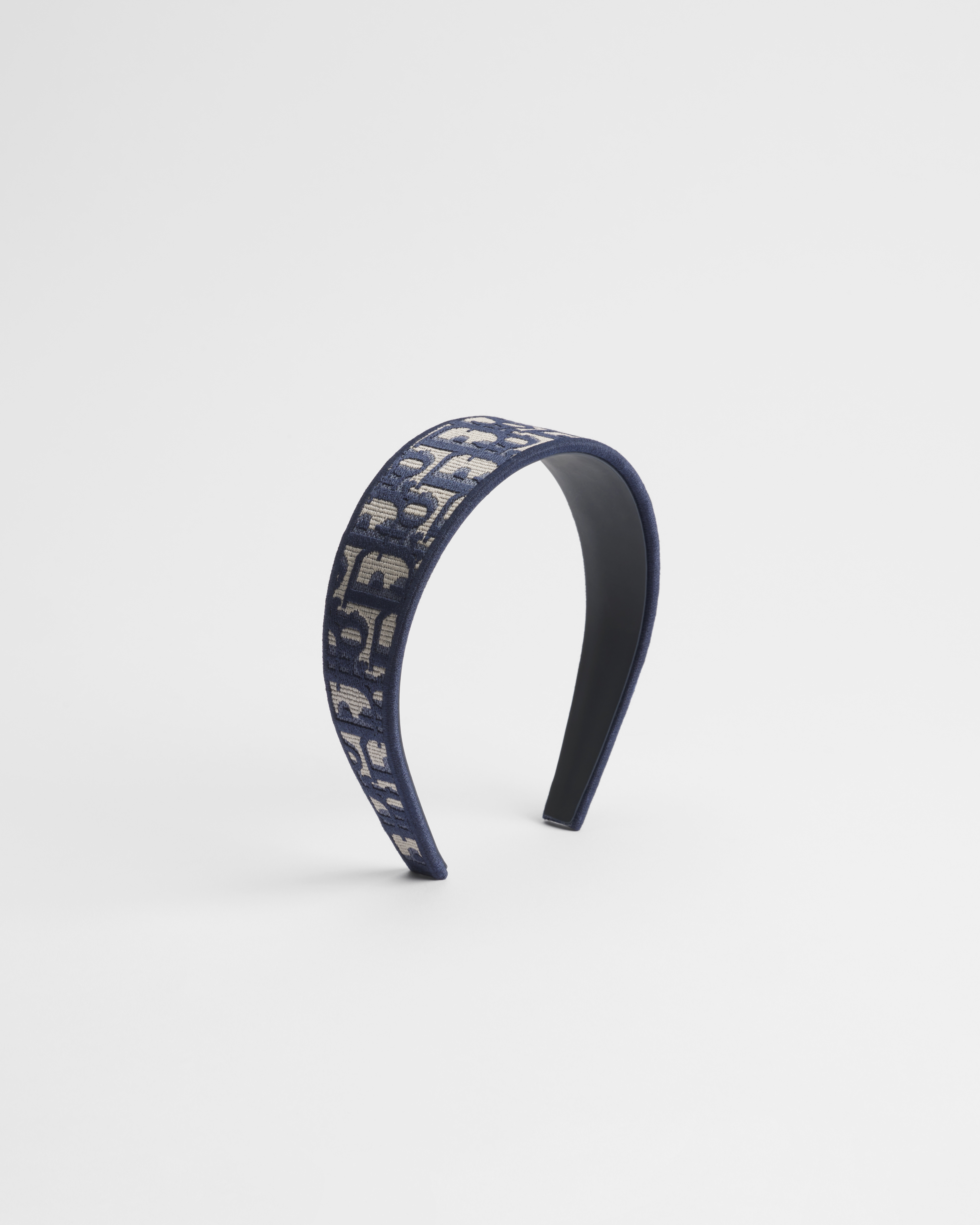 Dior Band 发带 海军蓝色刺绣 Oblique 印花 E03