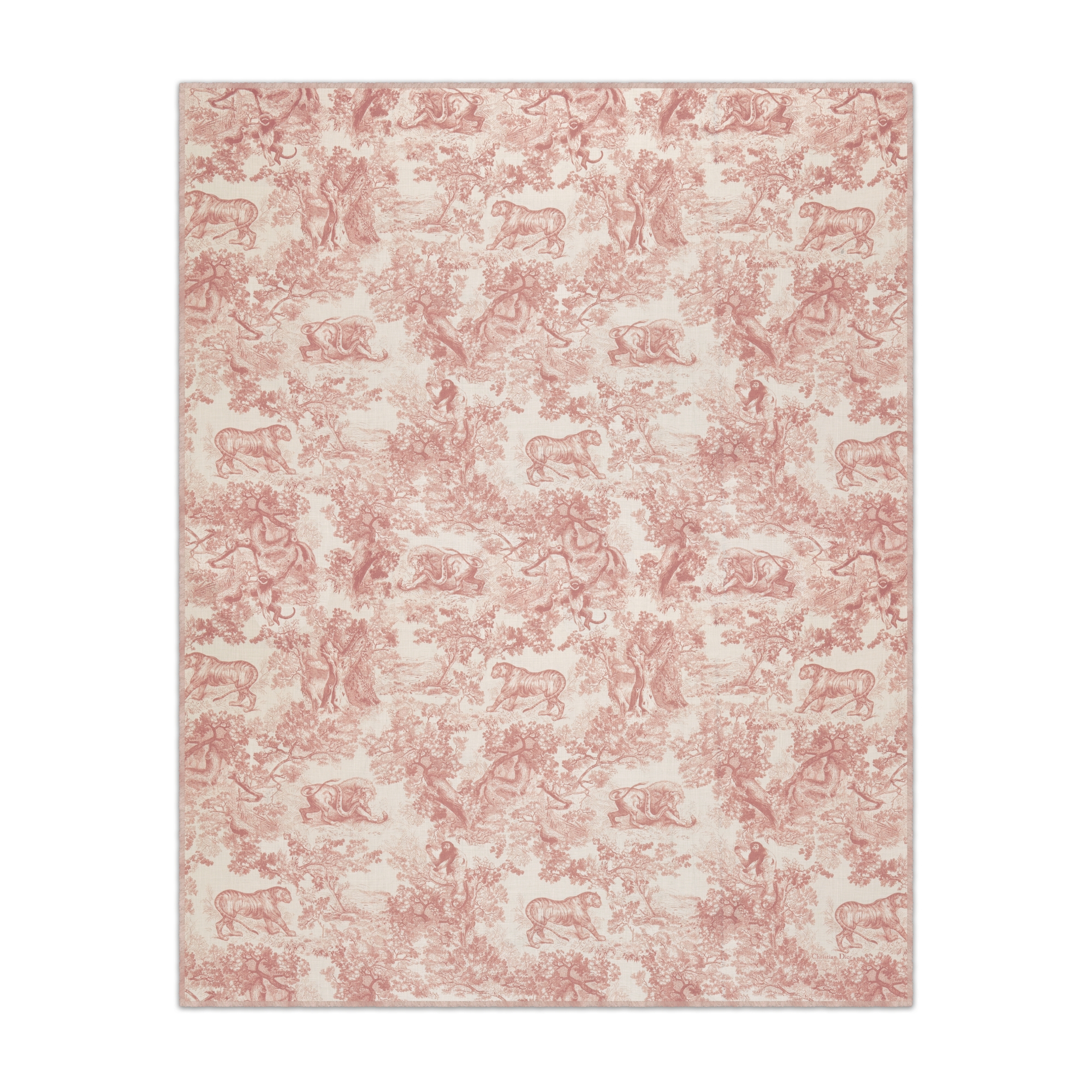 Dior 印花披肩 象牙色和玫瑰粉色山羊绒面料 Sauvage 茹伊印花 E07