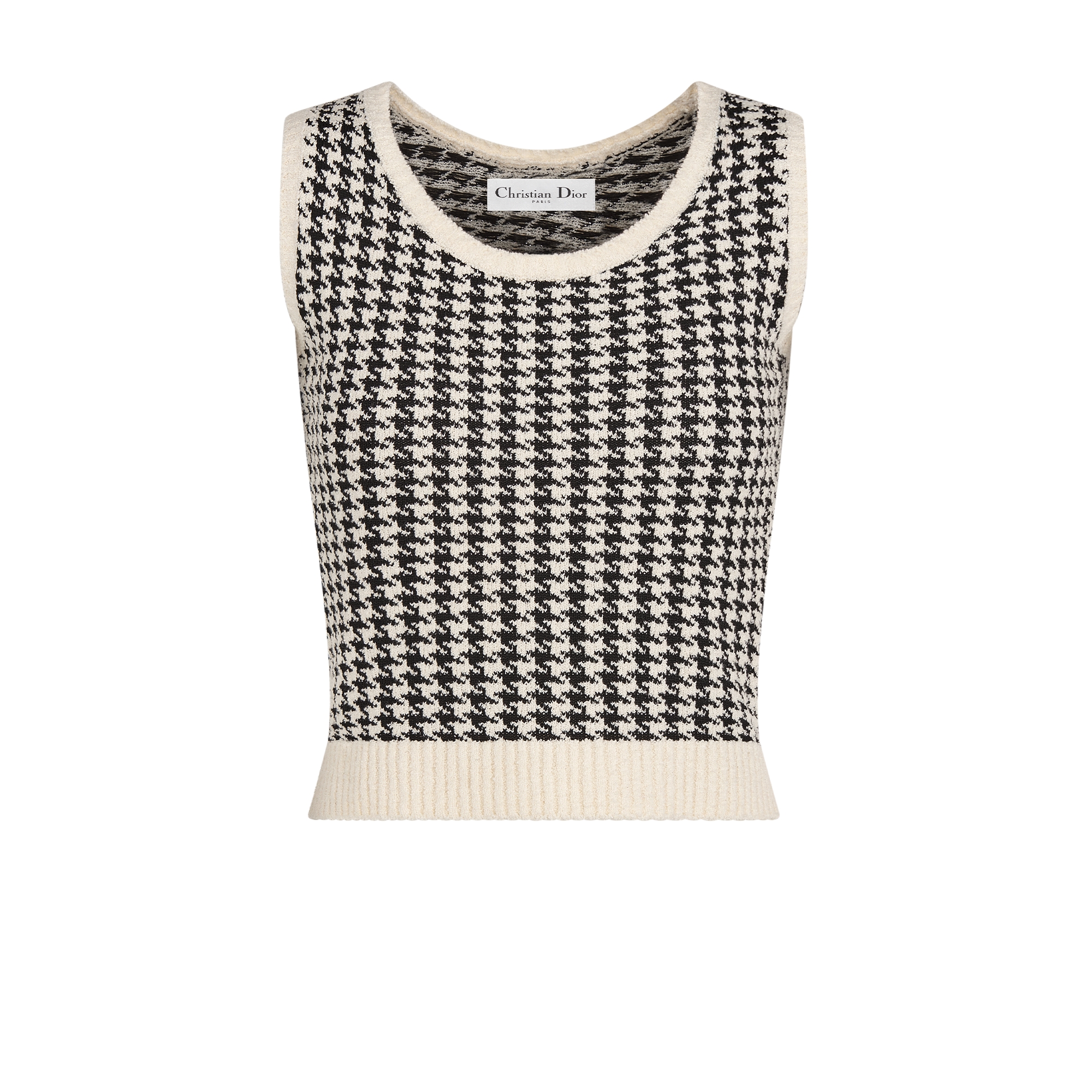 两件套 黑色和白色棉质混纺针织科技面料千鸟格纹图案 E10