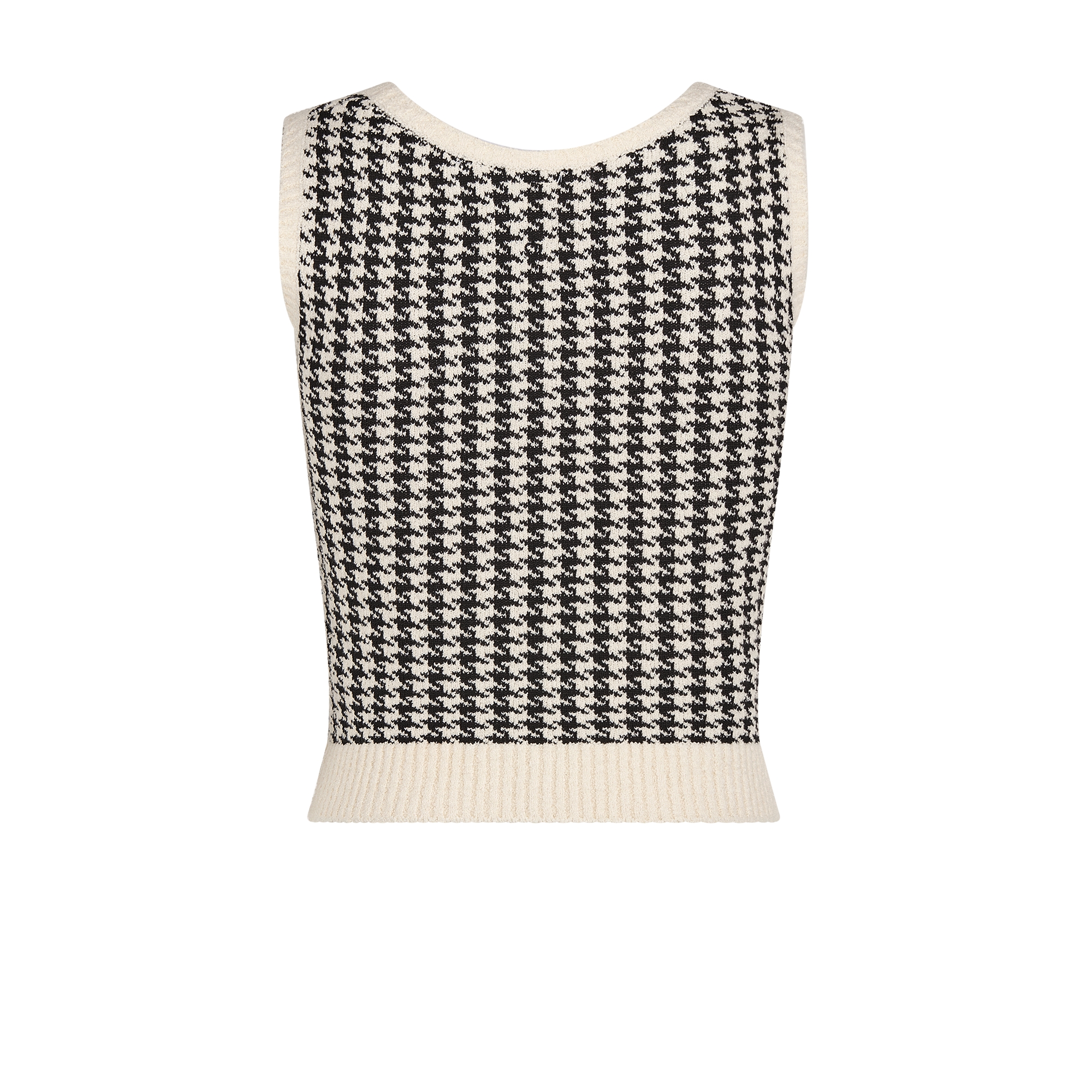 两件套 黑色和白色棉质混纺针织科技面料千鸟格纹图案 E11