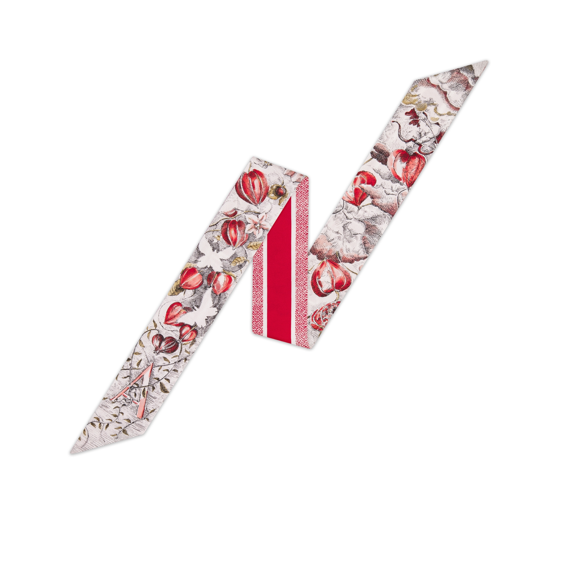 ABCDior Mitzah 丝巾 象牙色桑蚕丝斜纹面料多色 A Alkékenge - Amour 图案印花 E01