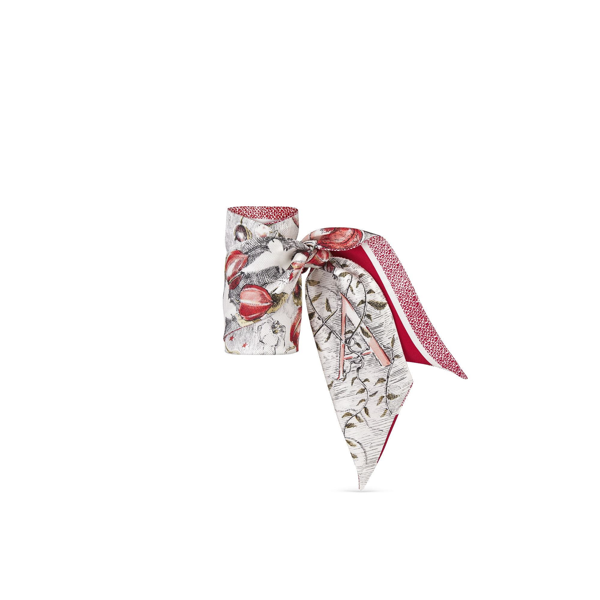 ABCDior Mitzah 丝巾 象牙色桑蚕丝斜纹面料多色 A Alkékenge - Amour 图案印花 E03