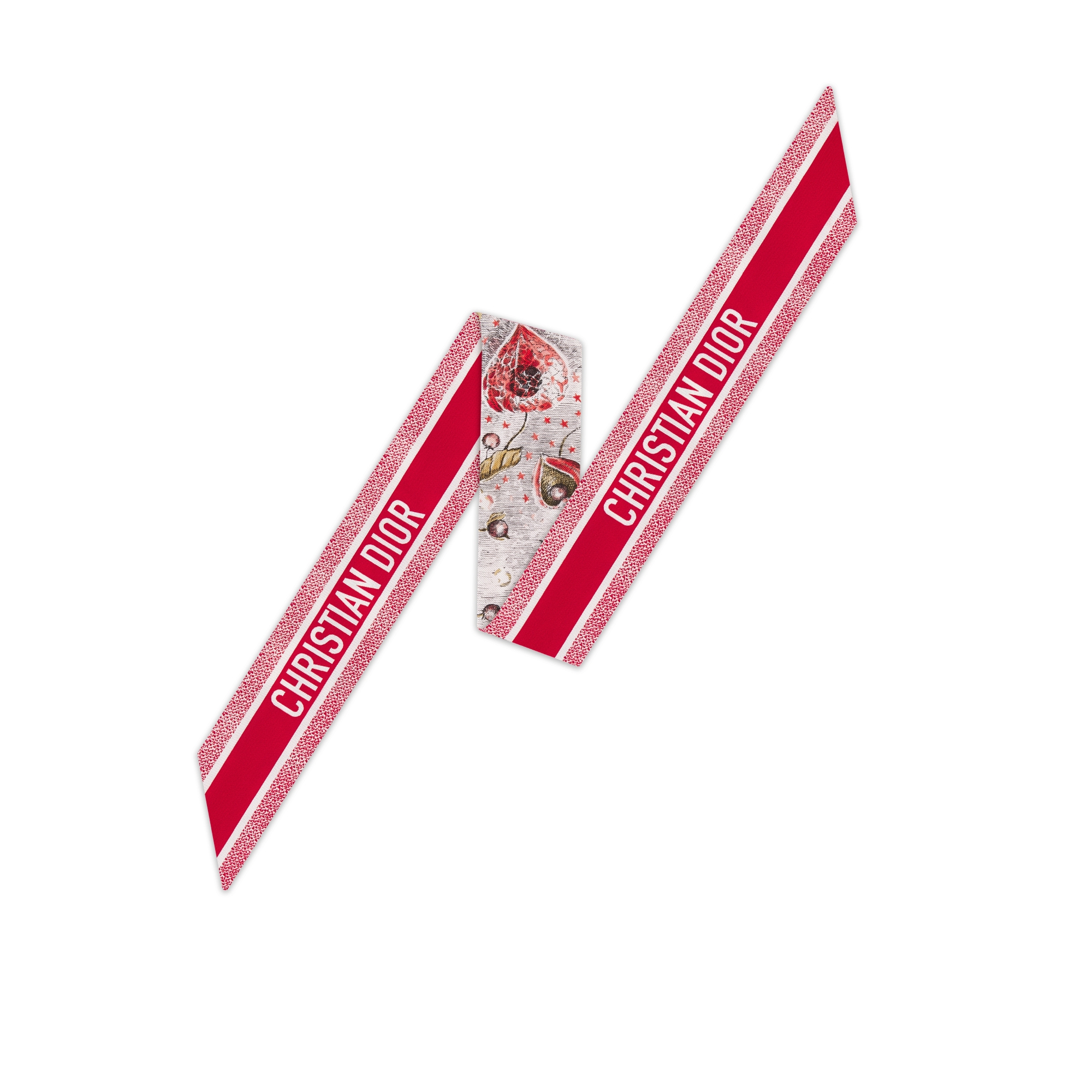 ABCDior Mitzah 丝巾 象牙色桑蚕丝斜纹面料多色 A Alkékenge - Amour 图案印花 E08