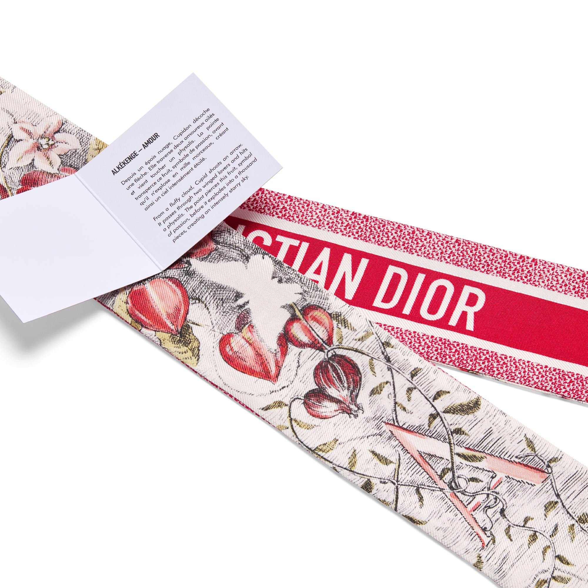 ABCDior Mitzah 丝巾 象牙色桑蚕丝斜纹面料多色 A Alkékenge - Amour 图案印花 E09