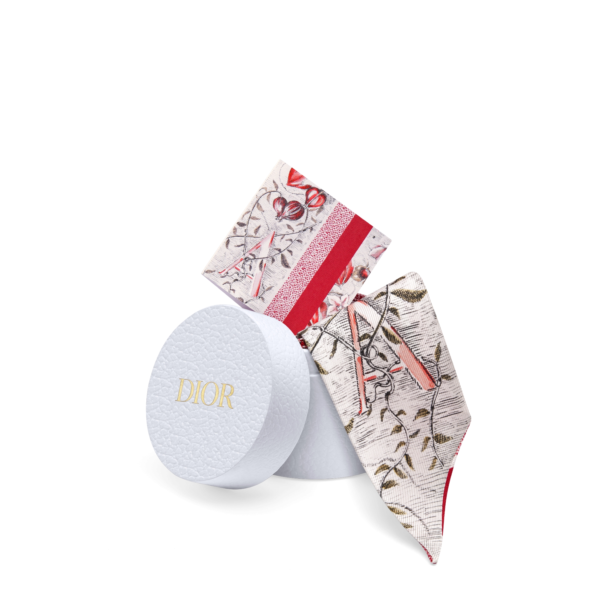 ABCDior Mitzah 丝巾 象牙色桑蚕丝斜纹面料多色 A Alkékenge - Amour 图案印花 E10