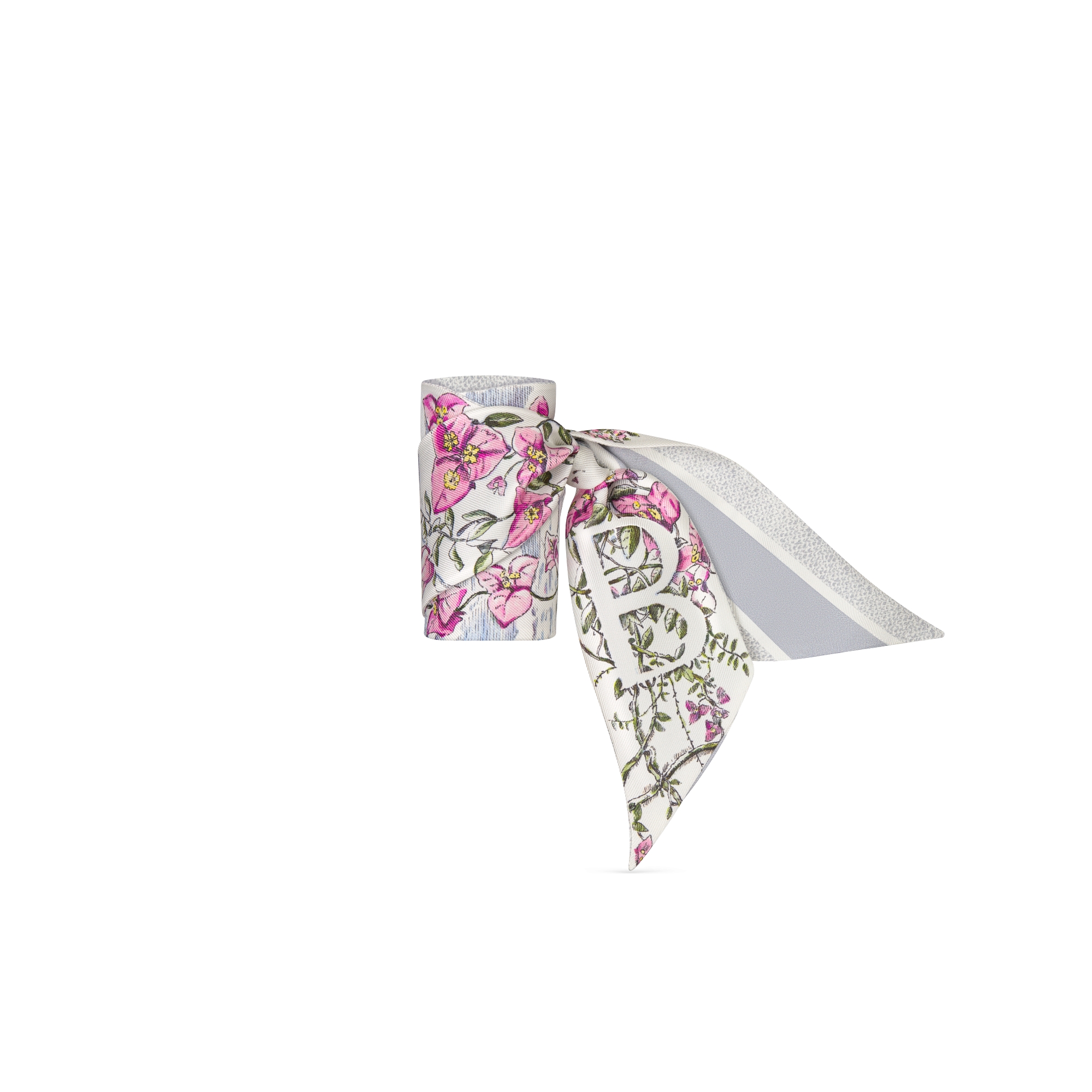 ABCDior Mitzah 丝巾 象牙色桑蚕丝斜纹面料多色 B Bougainvillée - Brise Marine 图案印花 E03