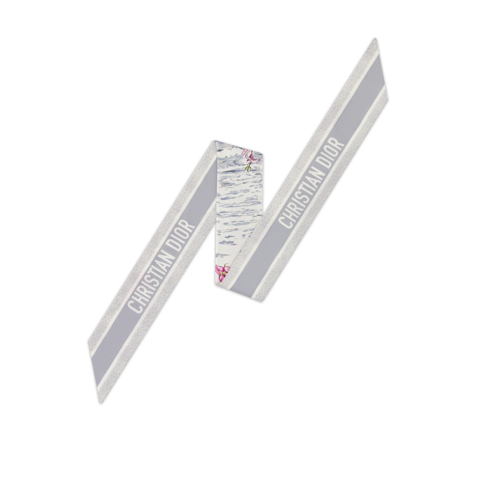 ABCDior Mitzah 丝巾 象牙色桑蚕丝斜纹面料多色 B Bougainvillée - Brise Marine 图案印花 E08