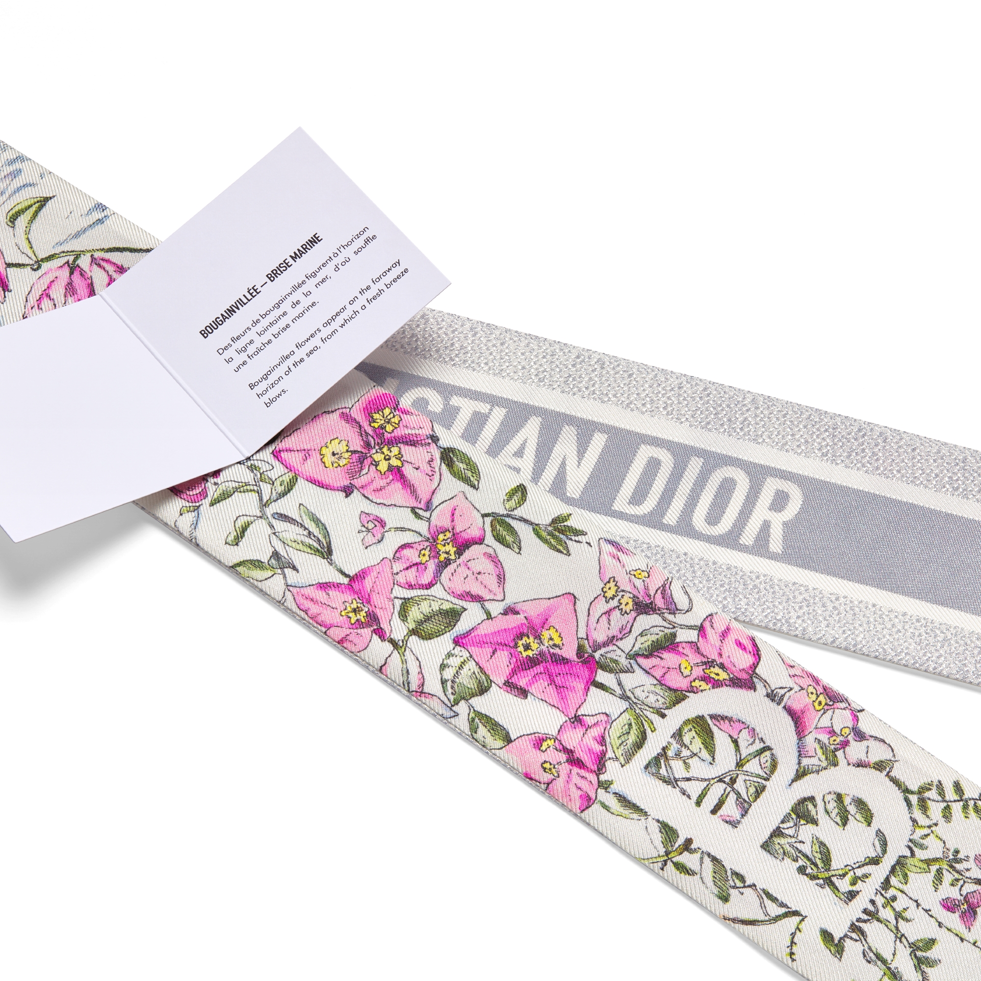 ABCDior Mitzah 丝巾 象牙色桑蚕丝斜纹面料多色 B Bougainvillée - Brise Marine 图案印花 E09