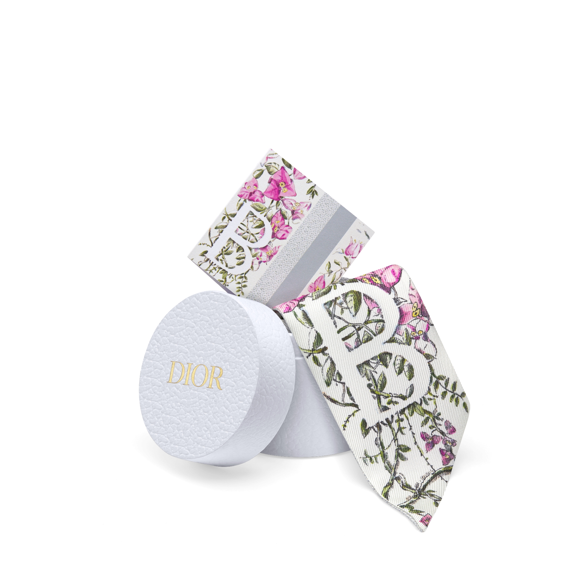 ABCDior Mitzah 丝巾 象牙色桑蚕丝斜纹面料多色 B Bougainvillée - Brise Marine 图案印花 E10