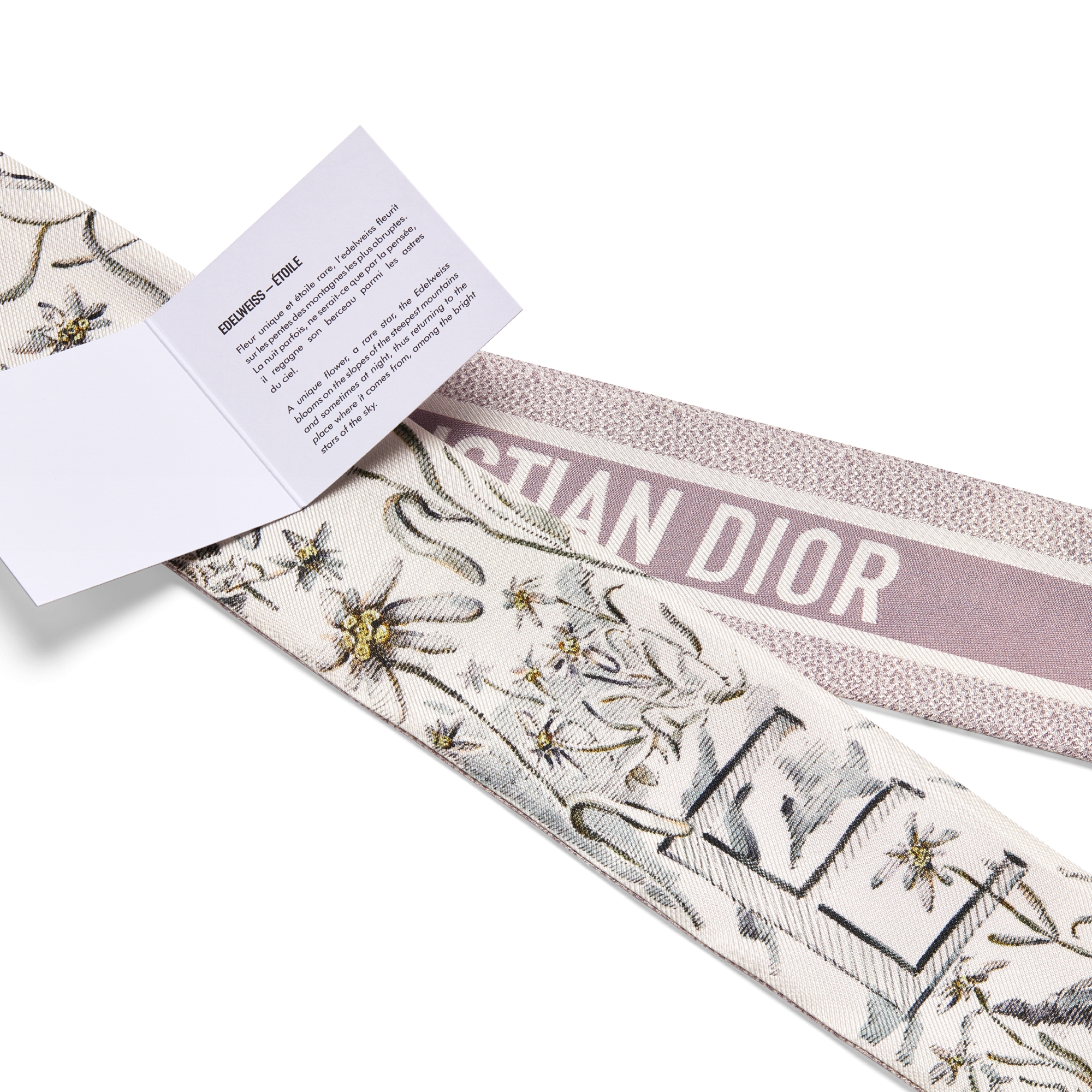 ABCDior Mitzah 丝巾 象牙色桑蚕丝斜纹面料多色 E Edelweiss - Étoile 图案印花 E09