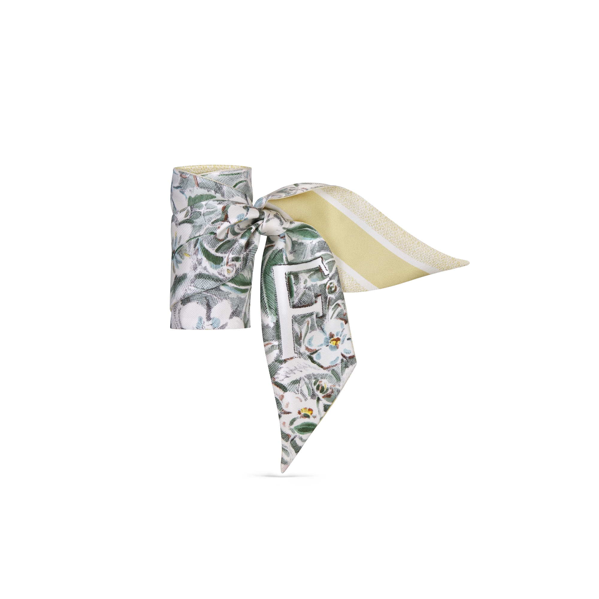 ABCDior Mitzah 丝巾 象牙色桑蚕丝斜纹面料多色 F Fraisier des Bois - Fortune 图案印花 E03