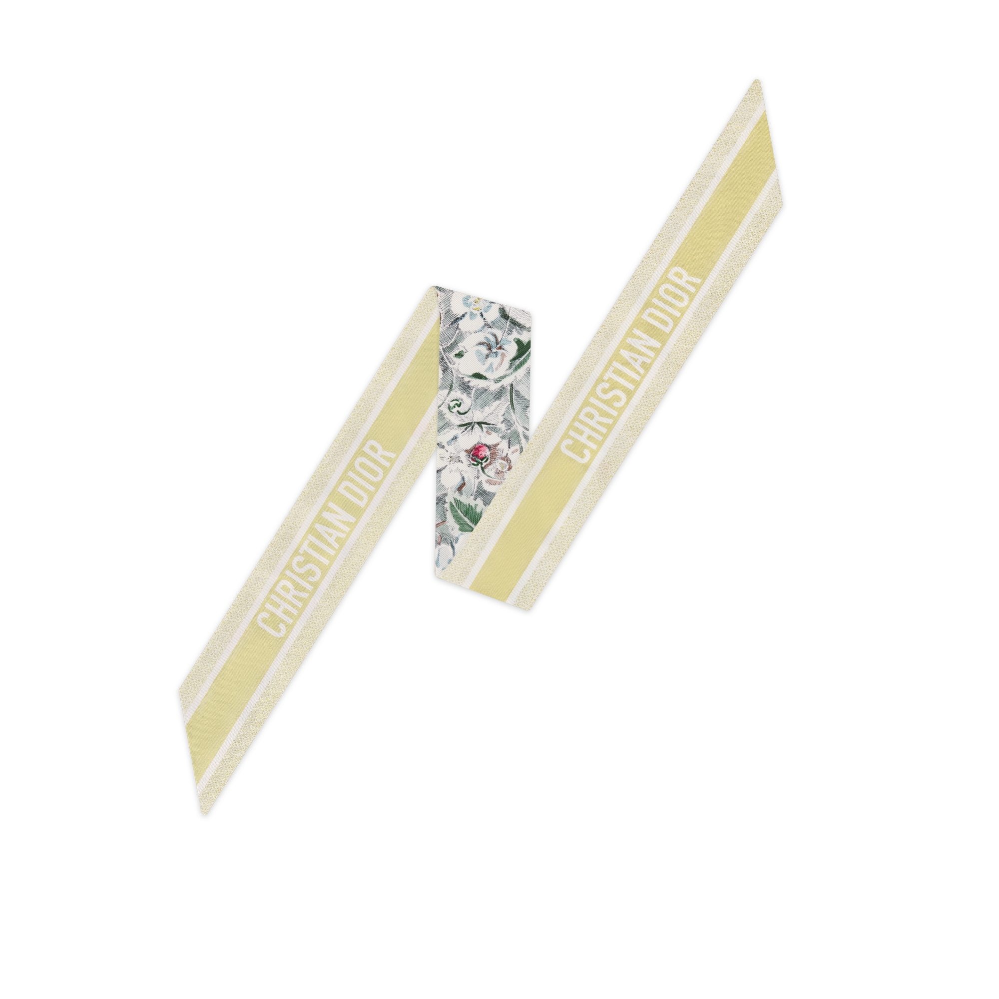 ABCDior Mitzah 丝巾 象牙色桑蚕丝斜纹面料多色 F Fraisier des Bois - Fortune 图案印花 E08