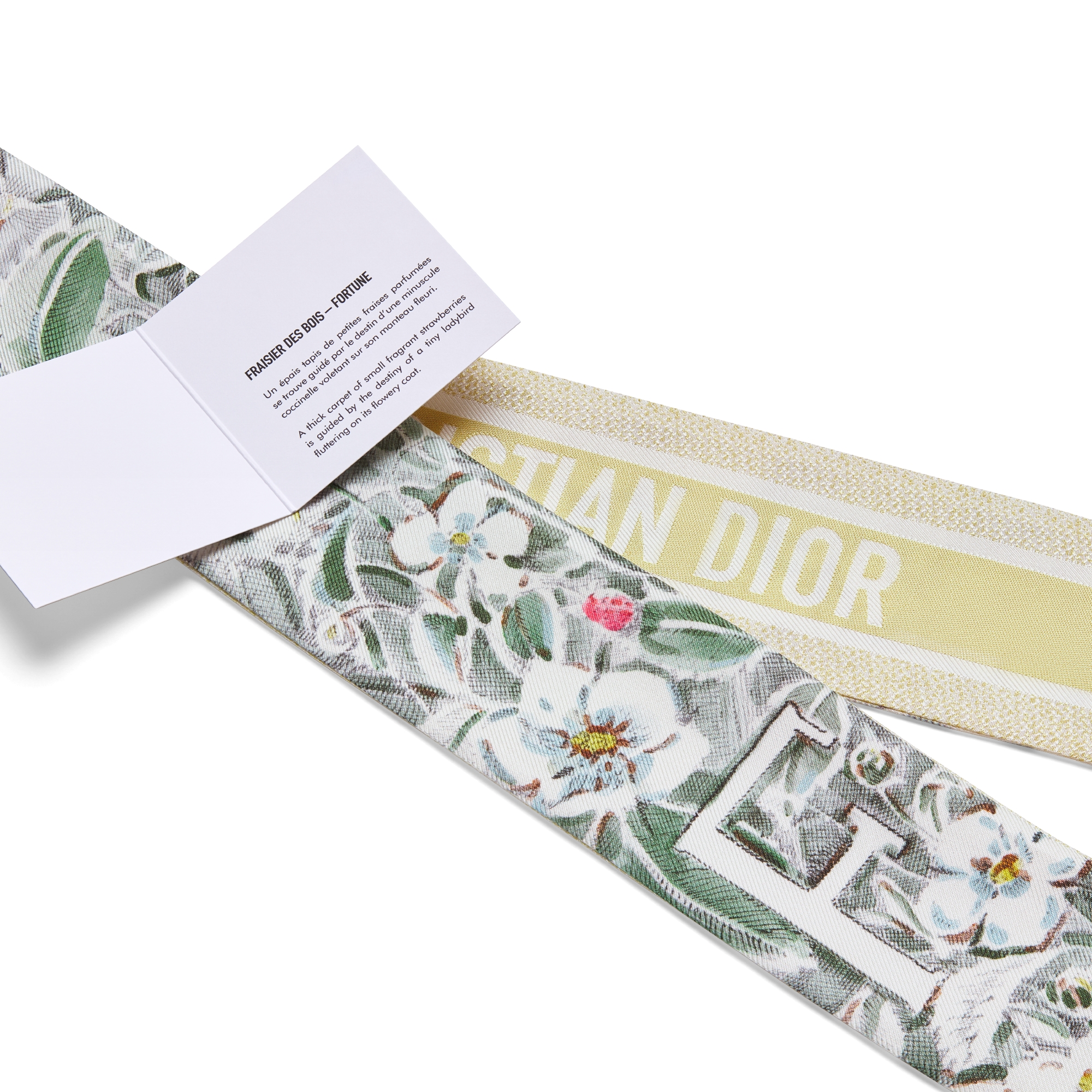 ABCDior Mitzah 丝巾 象牙色桑蚕丝斜纹面料多色 F Fraisier des Bois - Fortune 图案印花 E09