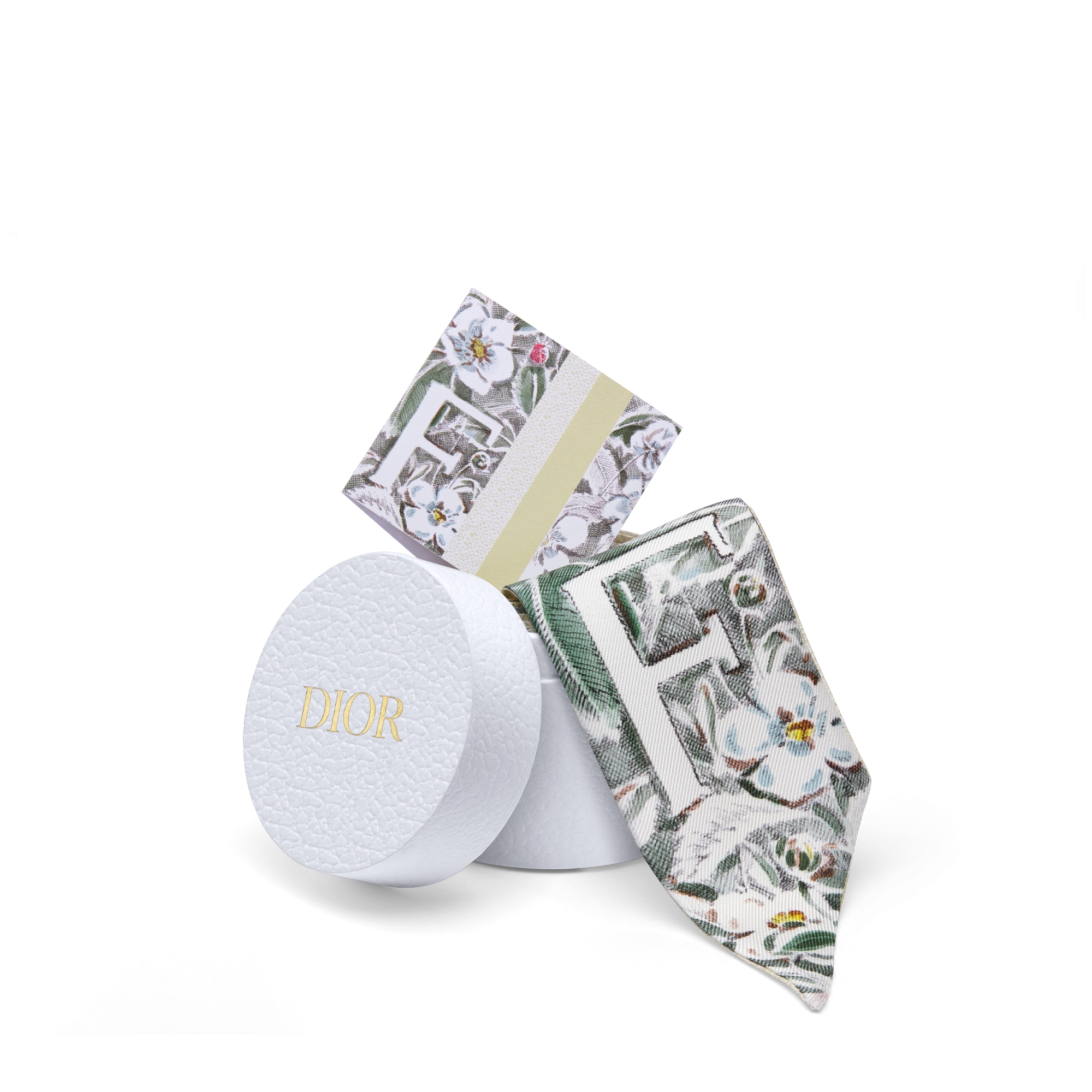 ABCDior Mitzah 丝巾 象牙色桑蚕丝斜纹面料多色 F Fraisier des Bois - Fortune 图案印花 E10