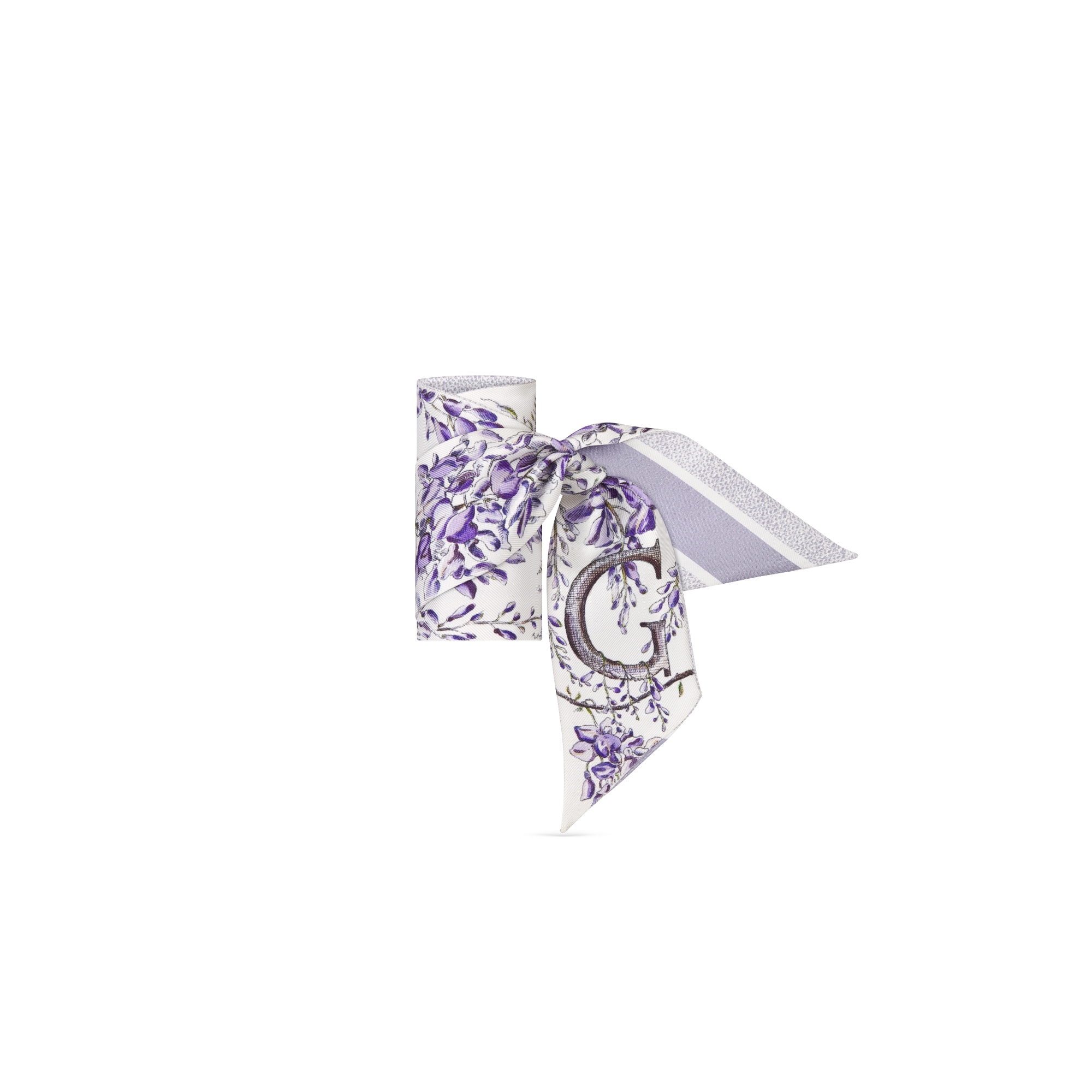 ABCDior Mitzah 丝巾 象牙色桑蚕丝斜纹面料多色 G Glycine - Grâce du Printemps 图案印花 E03