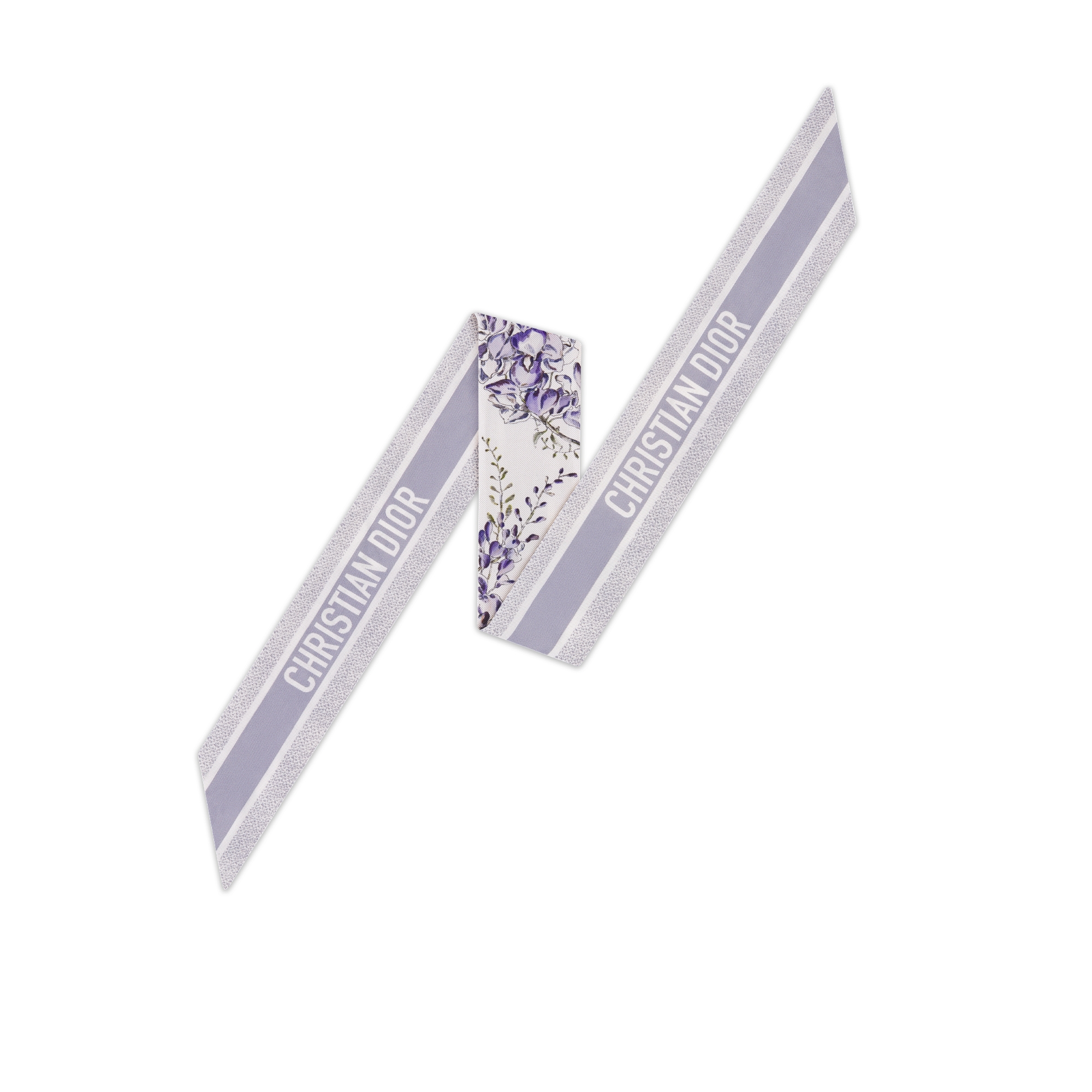 ABCDior Mitzah 丝巾 象牙色桑蚕丝斜纹面料多色 G Glycine - Grâce du Printemps 图案印花 E08