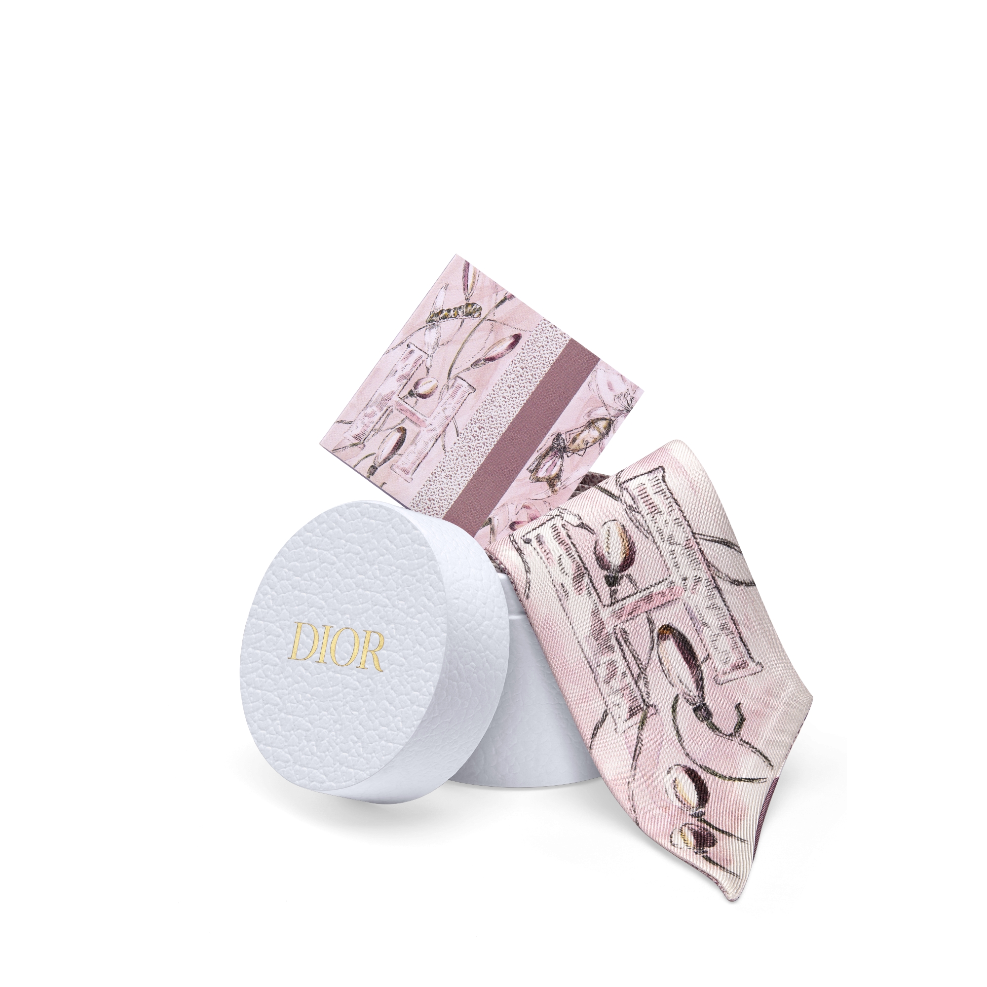 ABCDior Mitzah 丝巾 象牙色桑蚕丝斜纹面料多色 H Hémérocalle - Heures 图案印花 E10