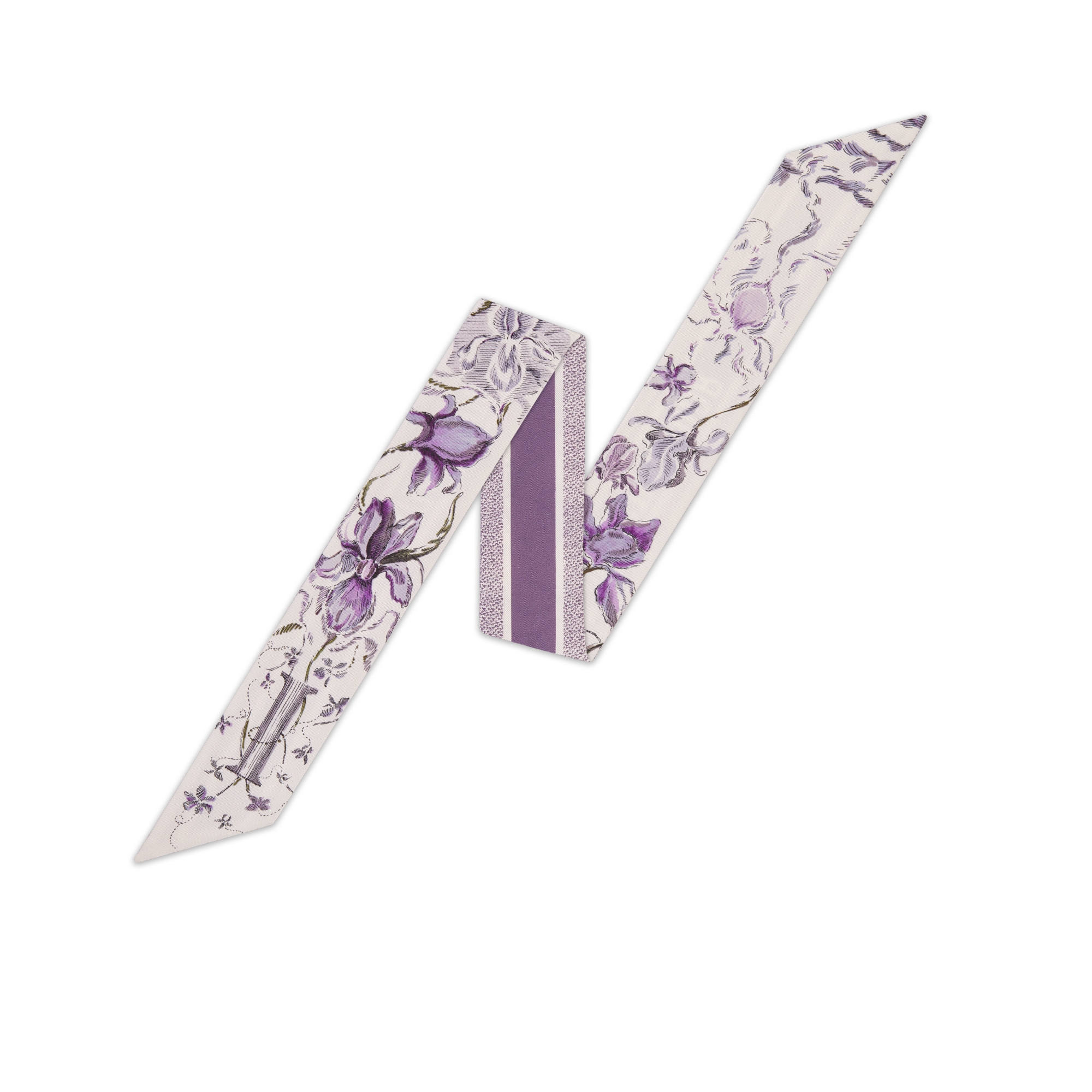 ABCDior Mitzah 丝巾 象牙色桑蚕丝斜纹面料多色 I Iris - Illusionnisme 图案印花 E01