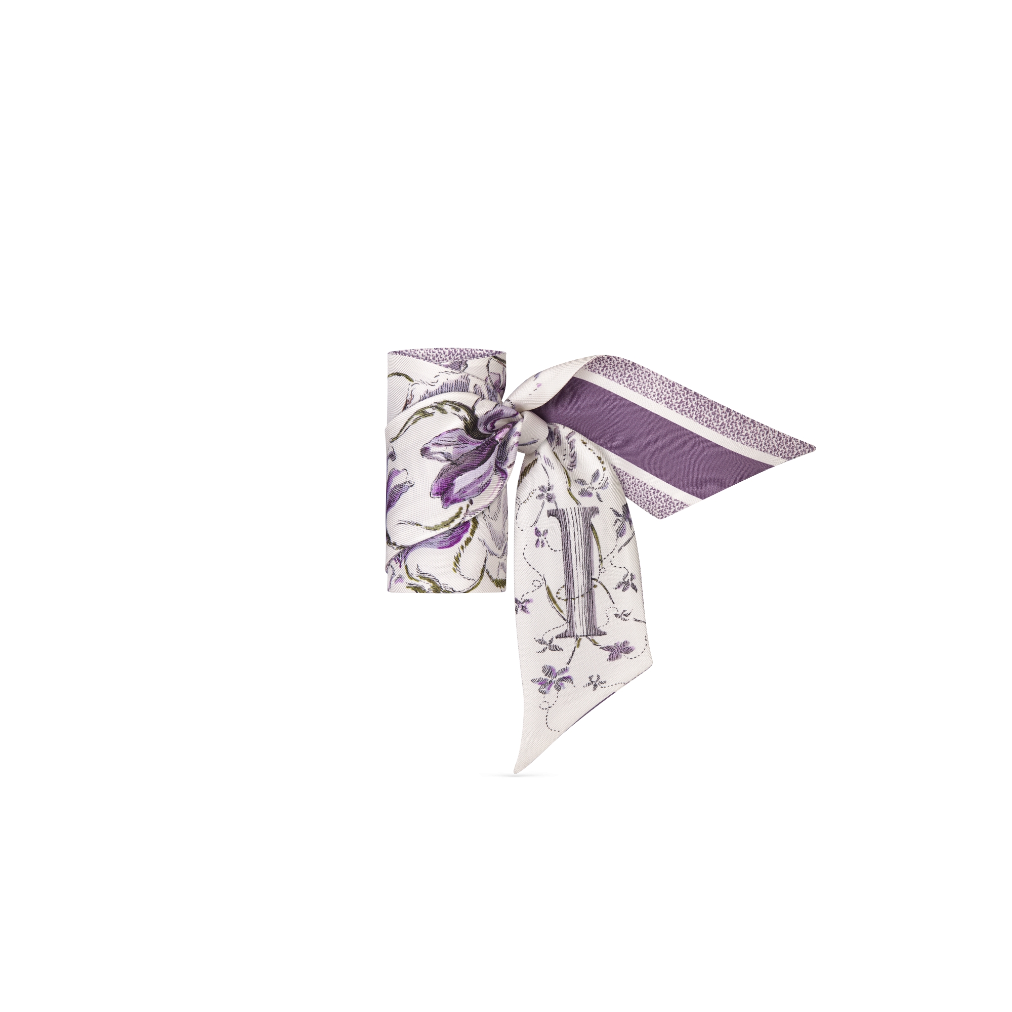 ABCDior Mitzah 丝巾 象牙色桑蚕丝斜纹面料多色 I Iris - Illusionnisme 图案印花 E03