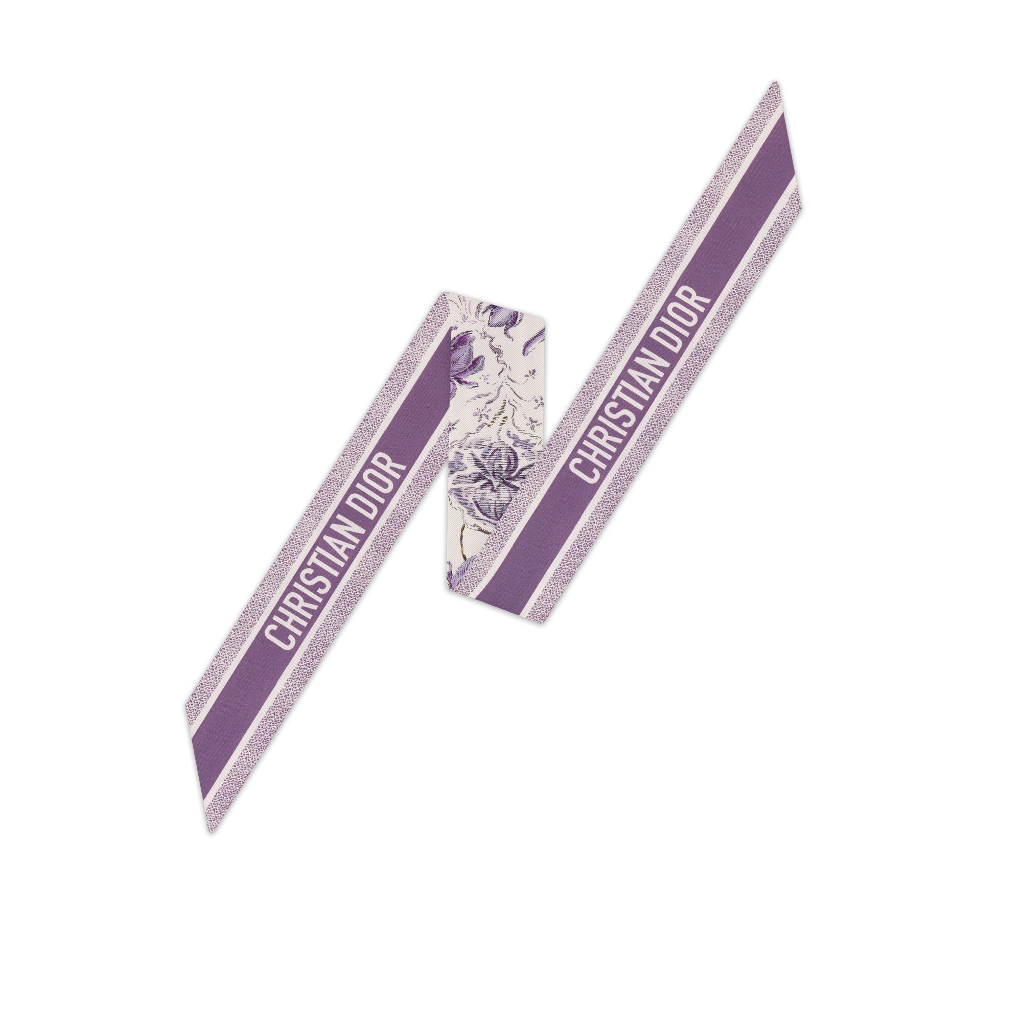 ABCDior Mitzah 丝巾 象牙色桑蚕丝斜纹面料多色 I Iris - Illusionnisme 图案印花 E08