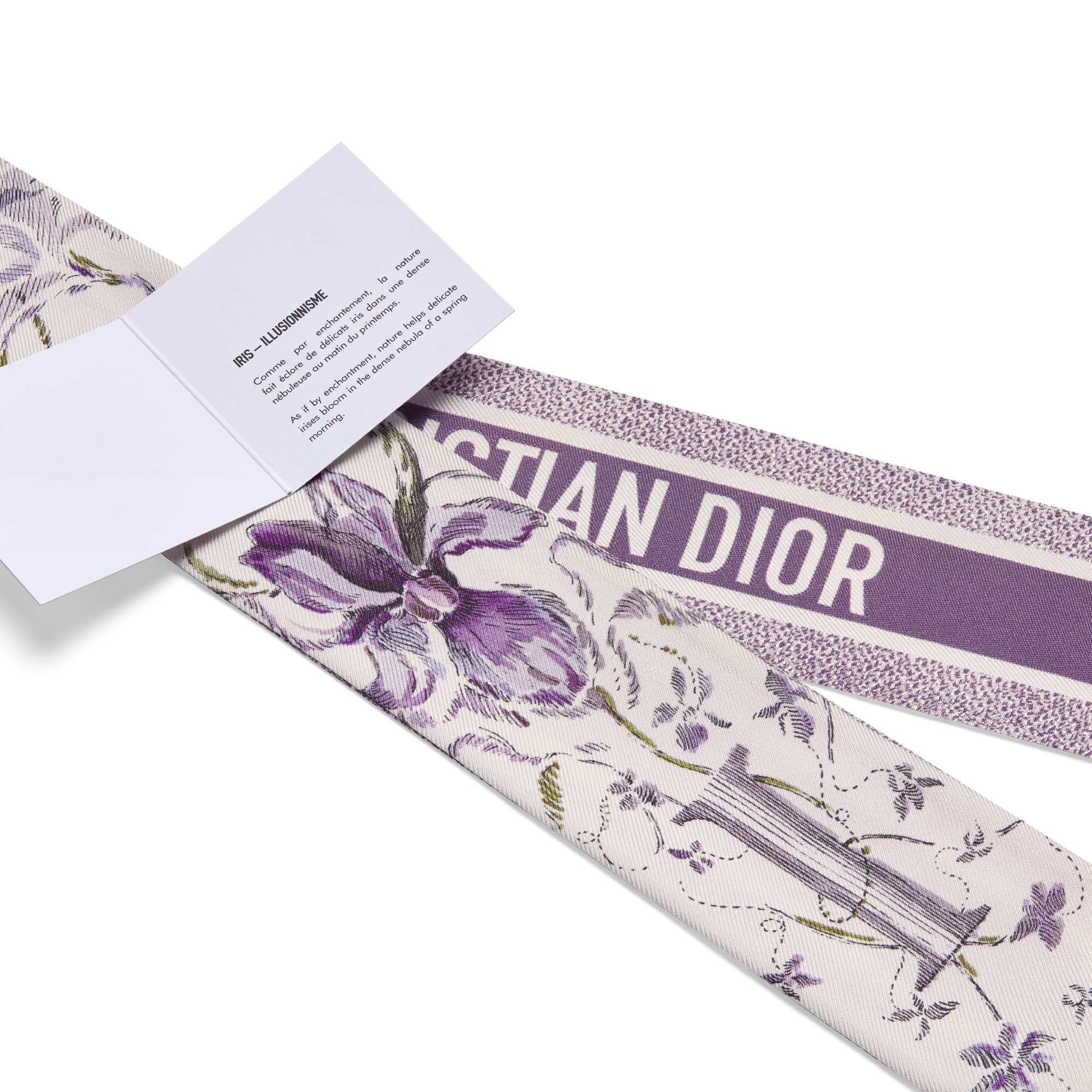 ABCDior Mitzah 丝巾 象牙色桑蚕丝斜纹面料多色 I Iris - Illusionnisme 图案印花 E09