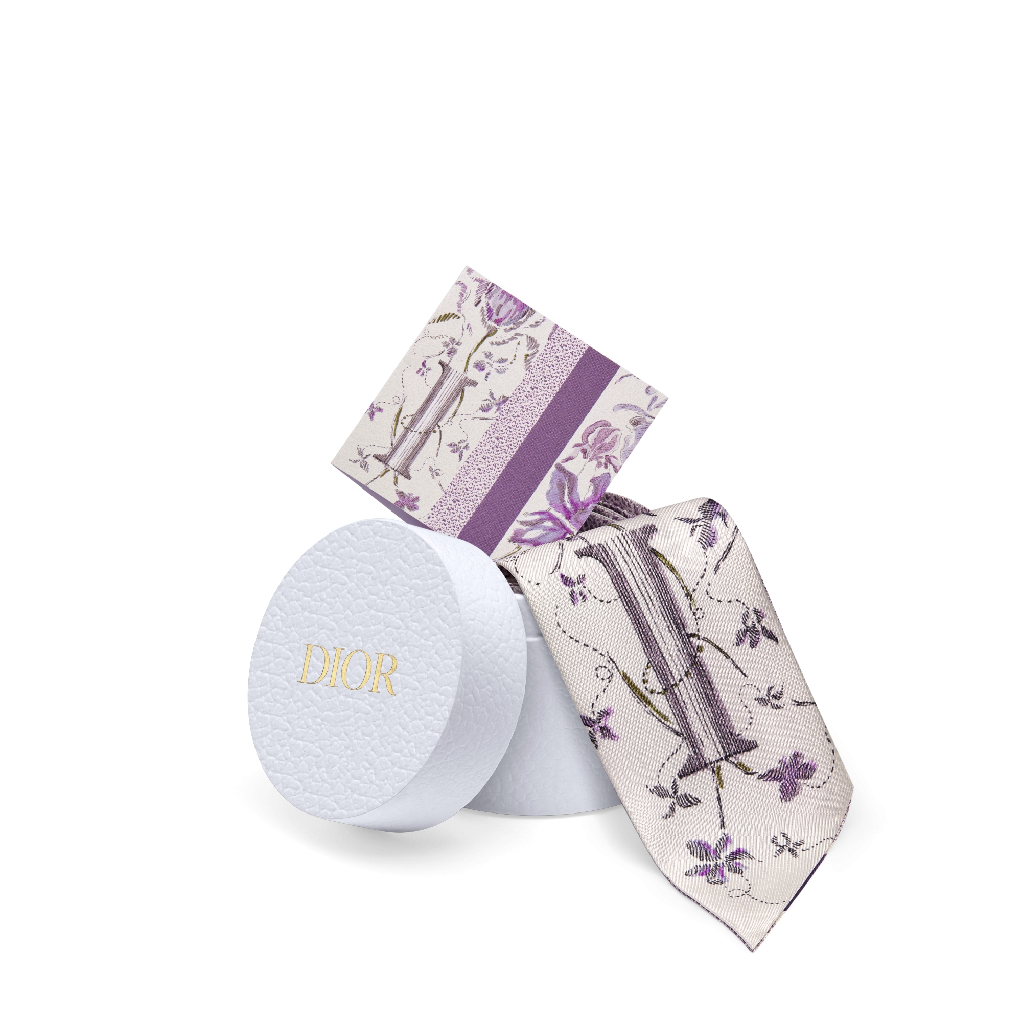 ABCDior Mitzah 丝巾 象牙色桑蚕丝斜纹面料多色 I Iris - Illusionnisme 图案印花 E10