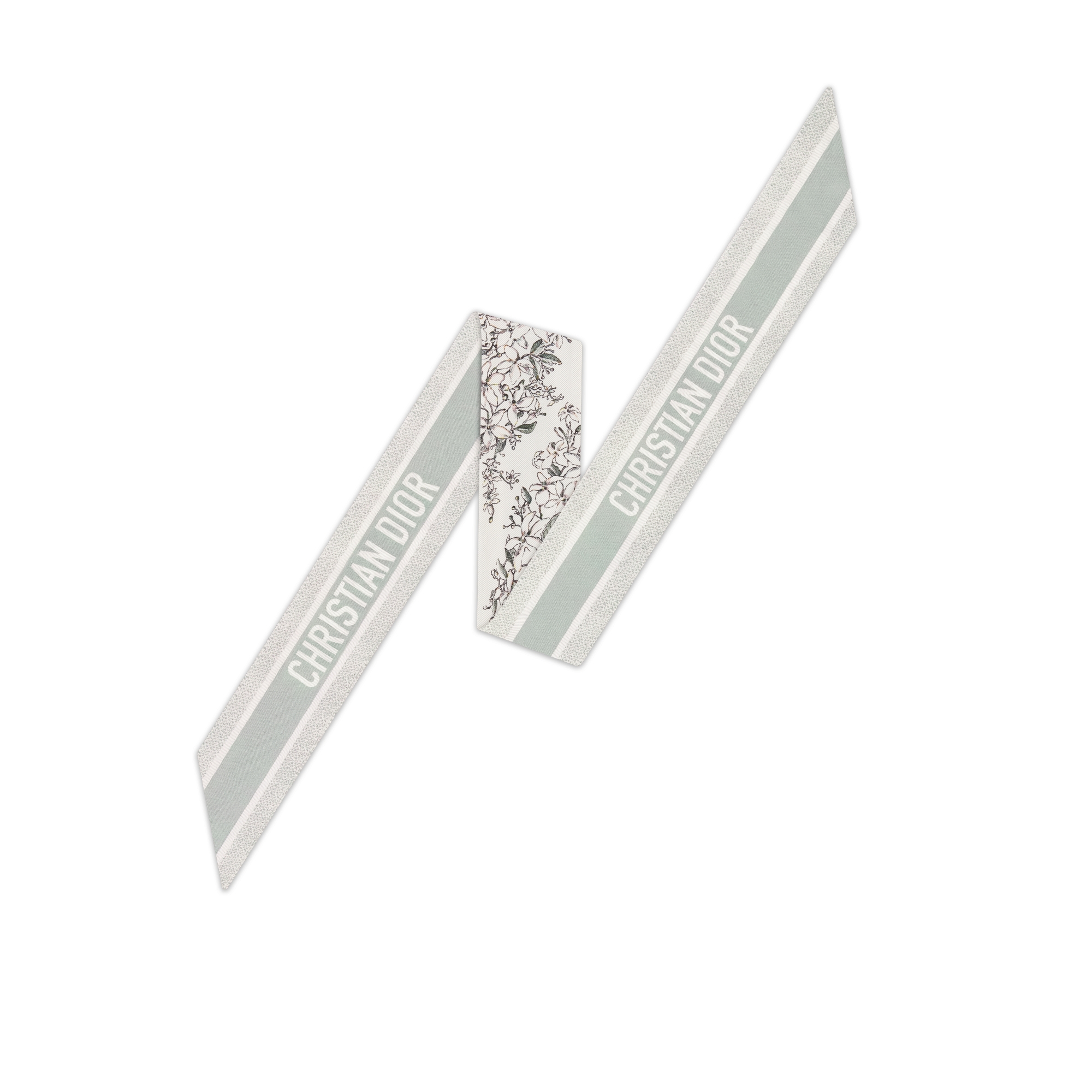 ABCDior Mitzah 丝巾 象牙色桑蚕丝斜纹面料多色 J Jasmin - Jardin Blanc 图案印花 E08