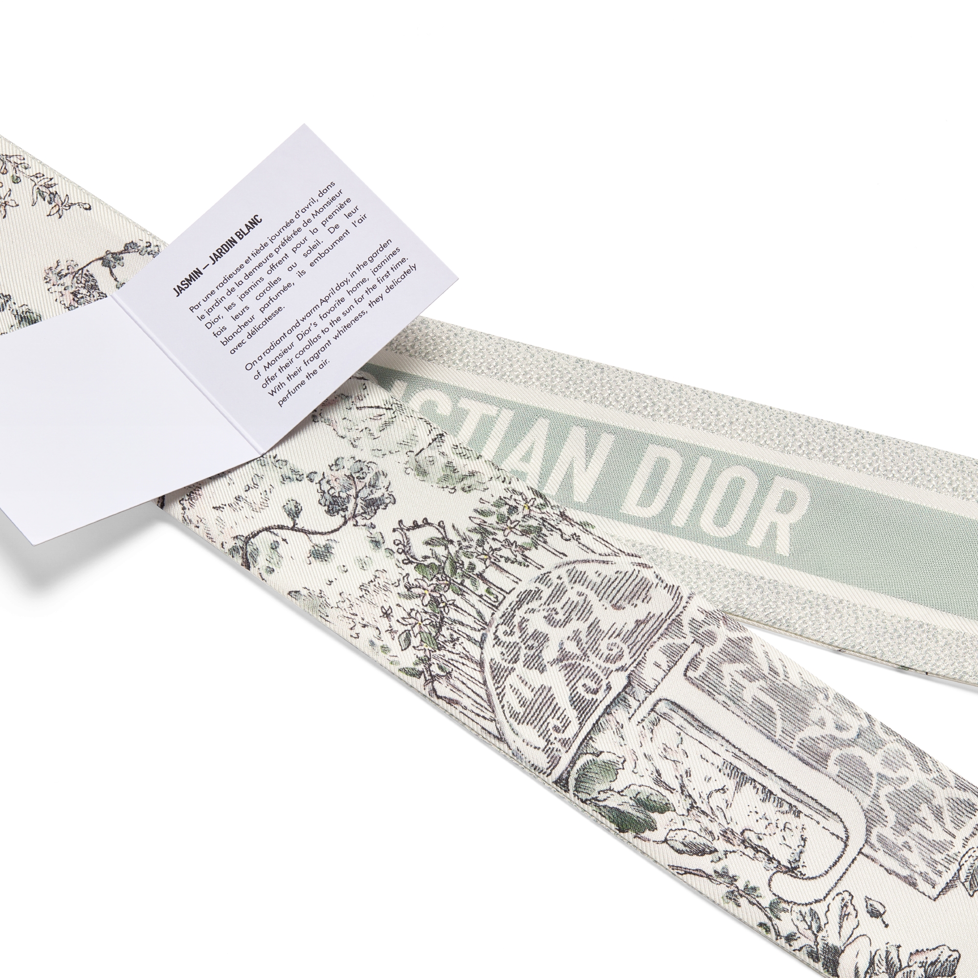 ABCDior Mitzah 丝巾 象牙色桑蚕丝斜纹面料多色 J Jasmin - Jardin Blanc 图案印花 E09