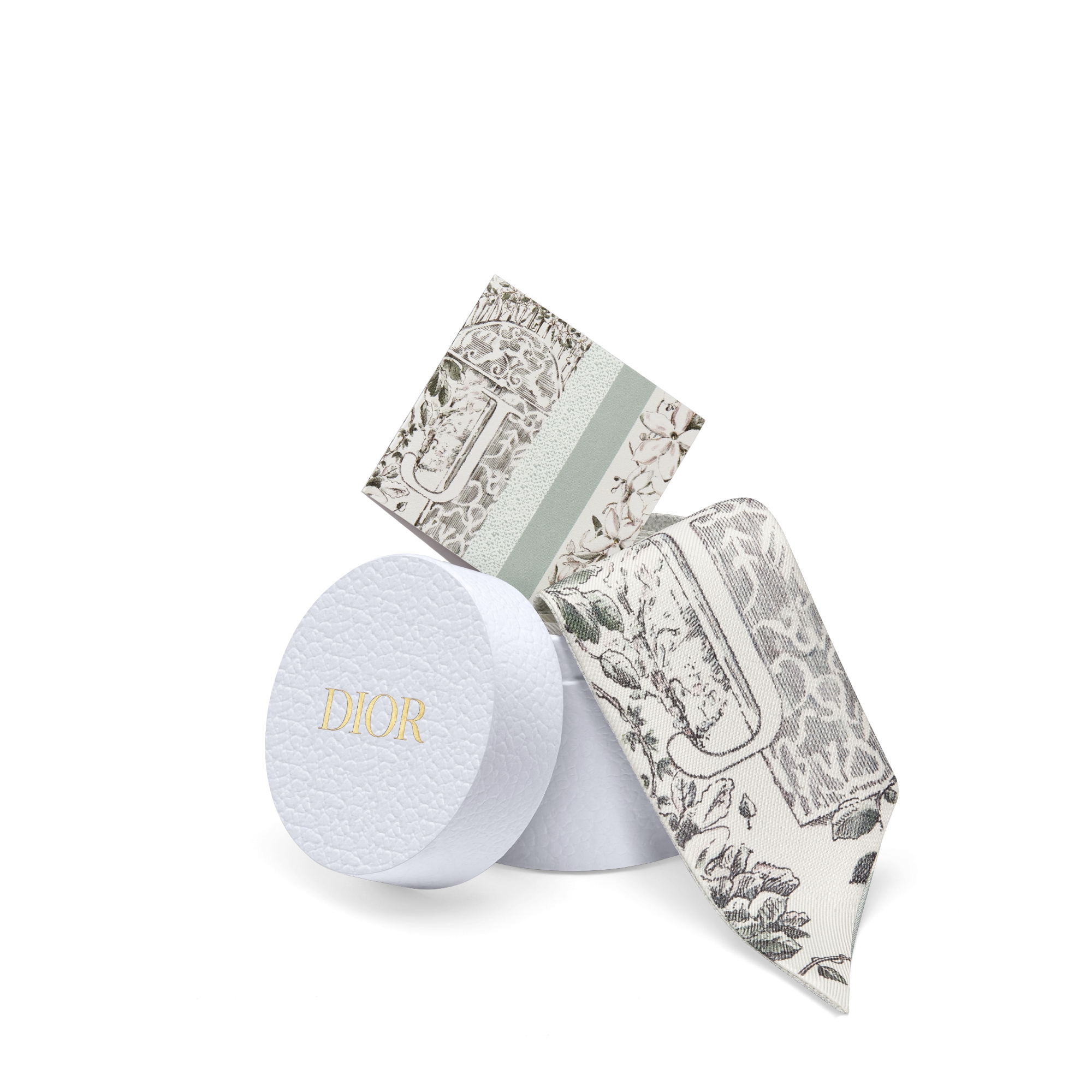 ABCDior Mitzah 丝巾 象牙色桑蚕丝斜纹面料多色 J Jasmin - Jardin Blanc 图案印花 E10