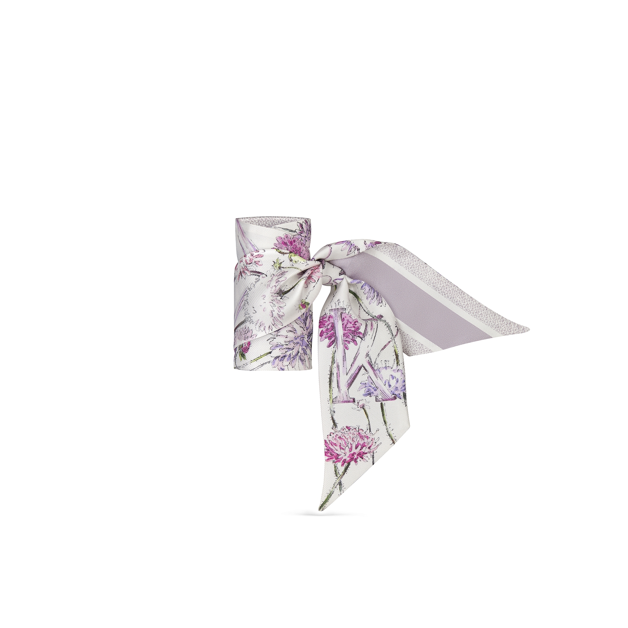 ABCDior Mitzah 丝巾 象牙色桑蚕丝斜纹面料多色 K Knautia - Kaléidoscope 图案印花 E03