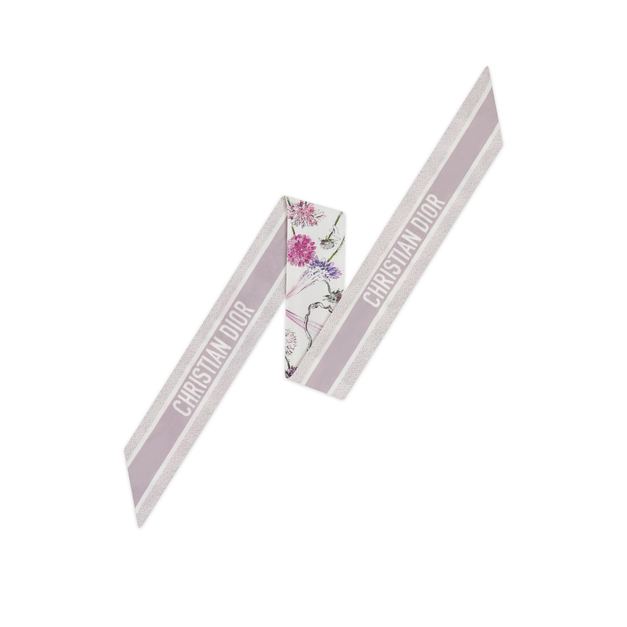 ABCDior Mitzah 丝巾 象牙色桑蚕丝斜纹面料多色 K Knautia - Kaléidoscope 图案印花 E08